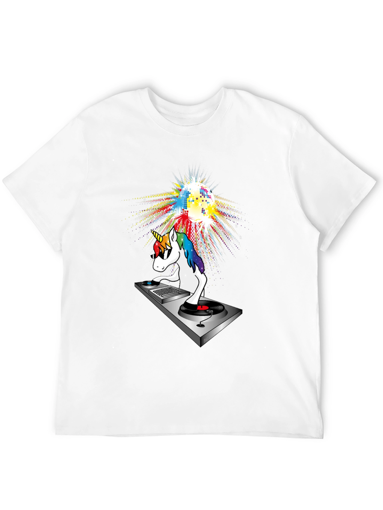 Black DJ Unicorn T-Shirt: Colorful Disco Party! view 12