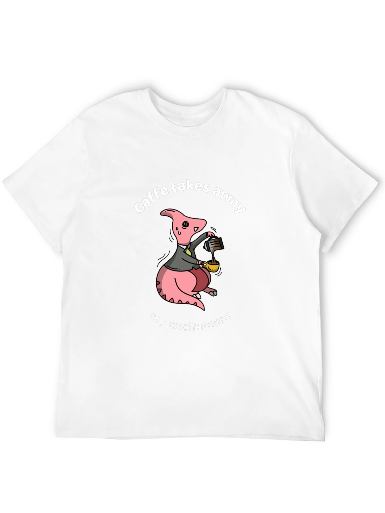 Black Funny Dino Coffee T-Shirt - Caffe Takes Away My Excitement view 12