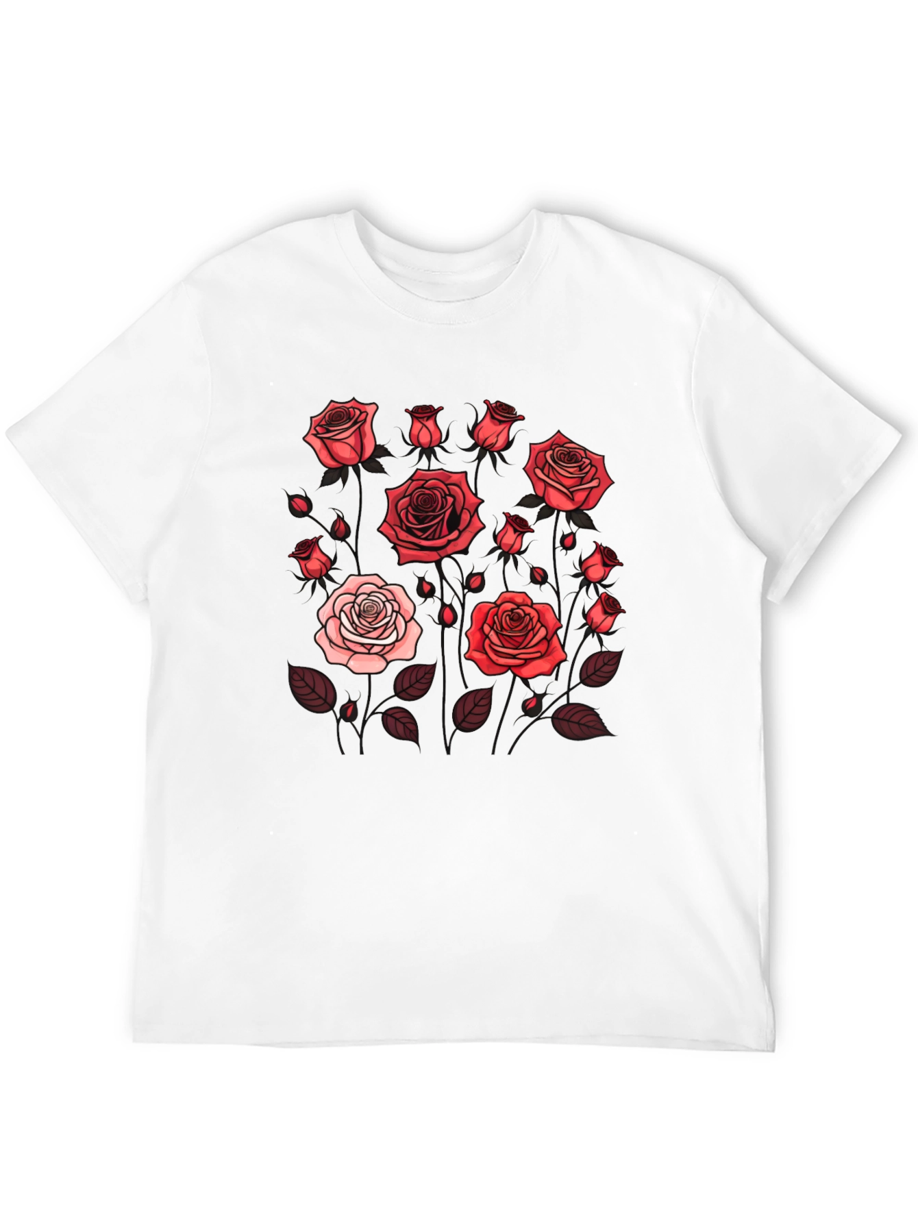 Black Floral Rose Print T-Shirt - Black view 12