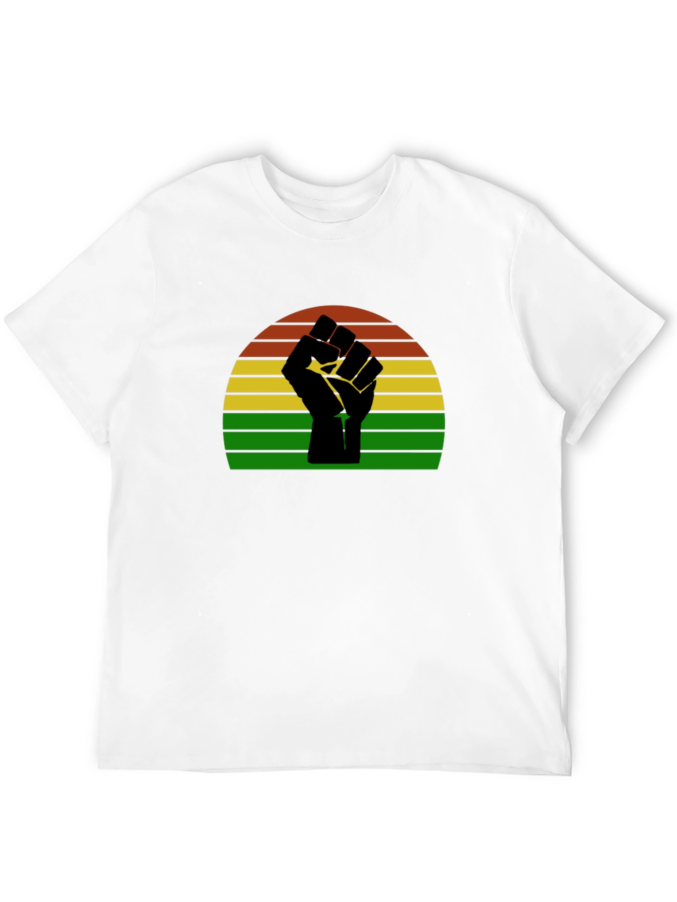 Black Black Power Fist T-Shirt - Retro Sunset Design view 12