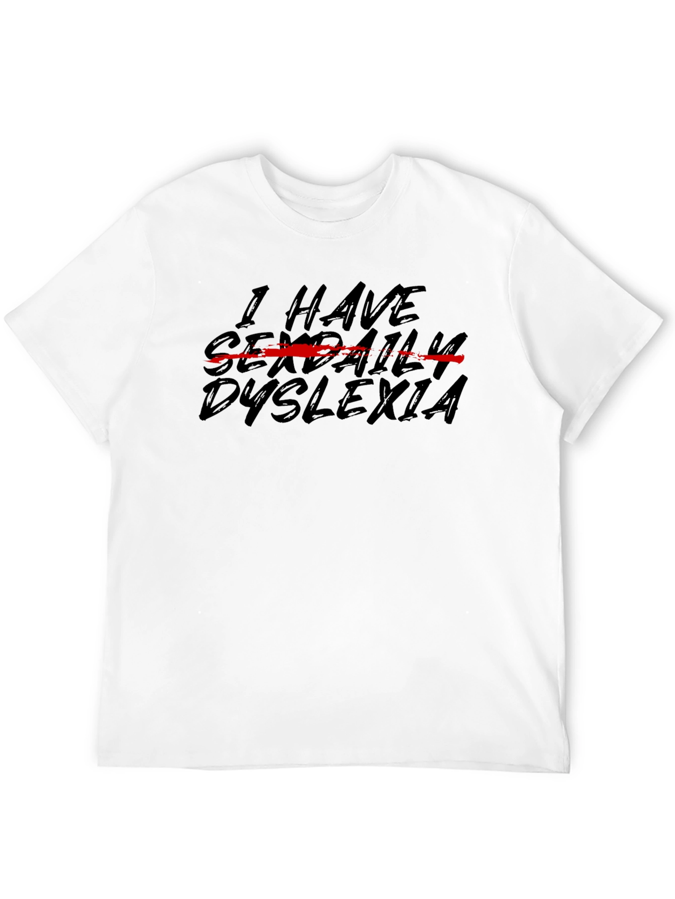 Black Humorous 'Sexual Dyslexia' Graphic T-Shirt view 12