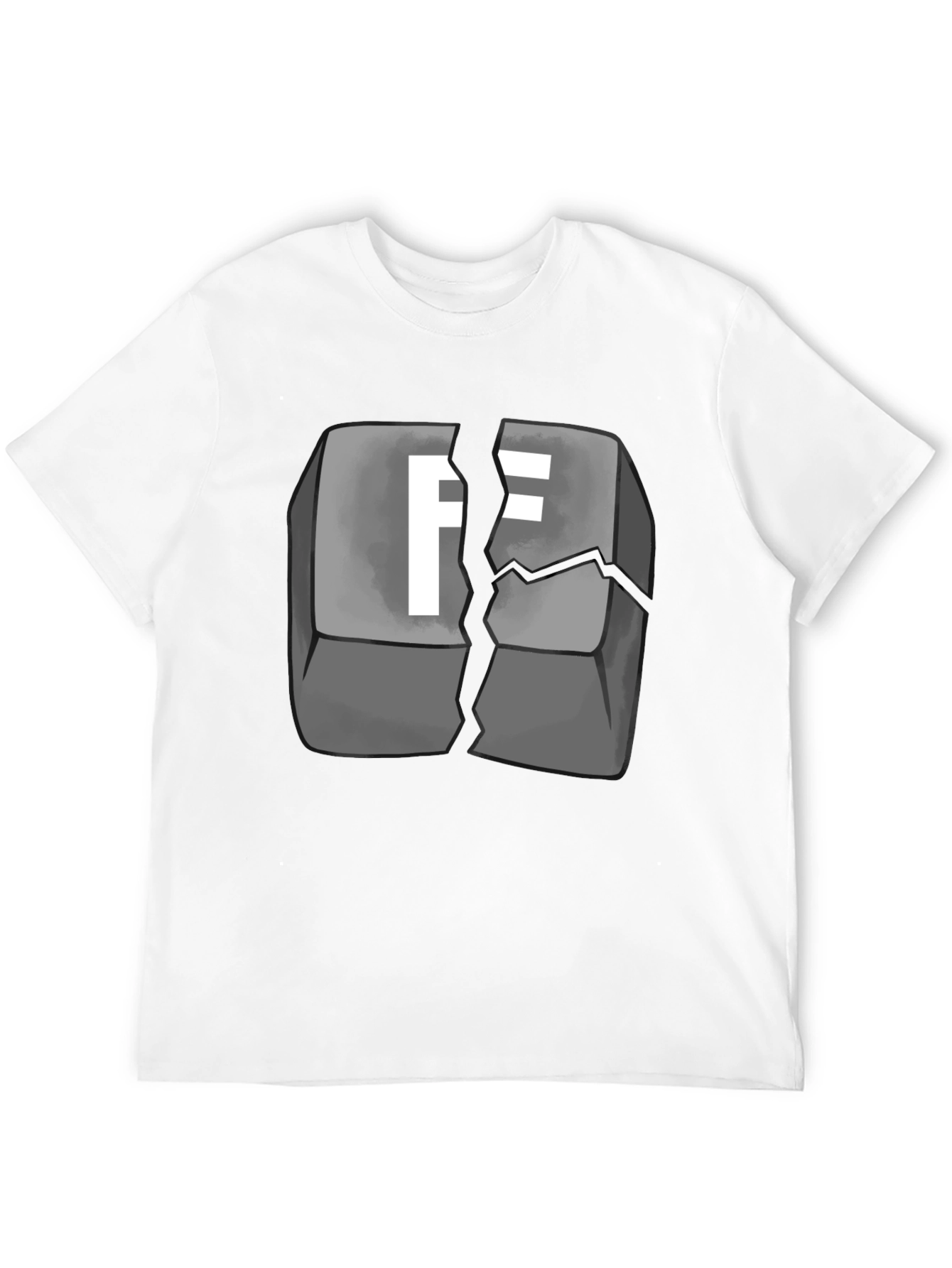 Black Cracked Keyboard Key F Graphic T-Shirt view 12