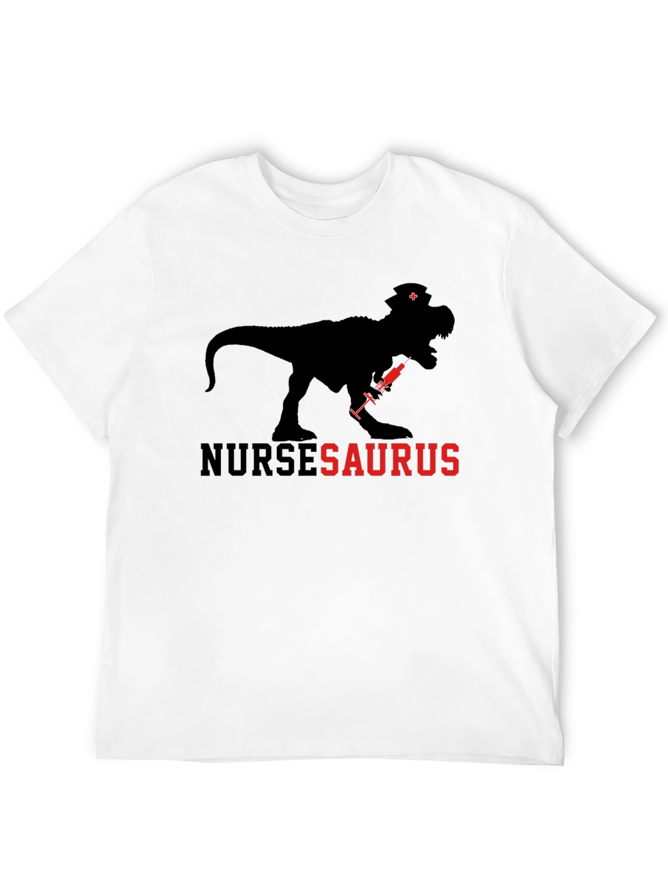 Black NurseSaurus T-Shirt: Dinosaur Nurse Tee view 12