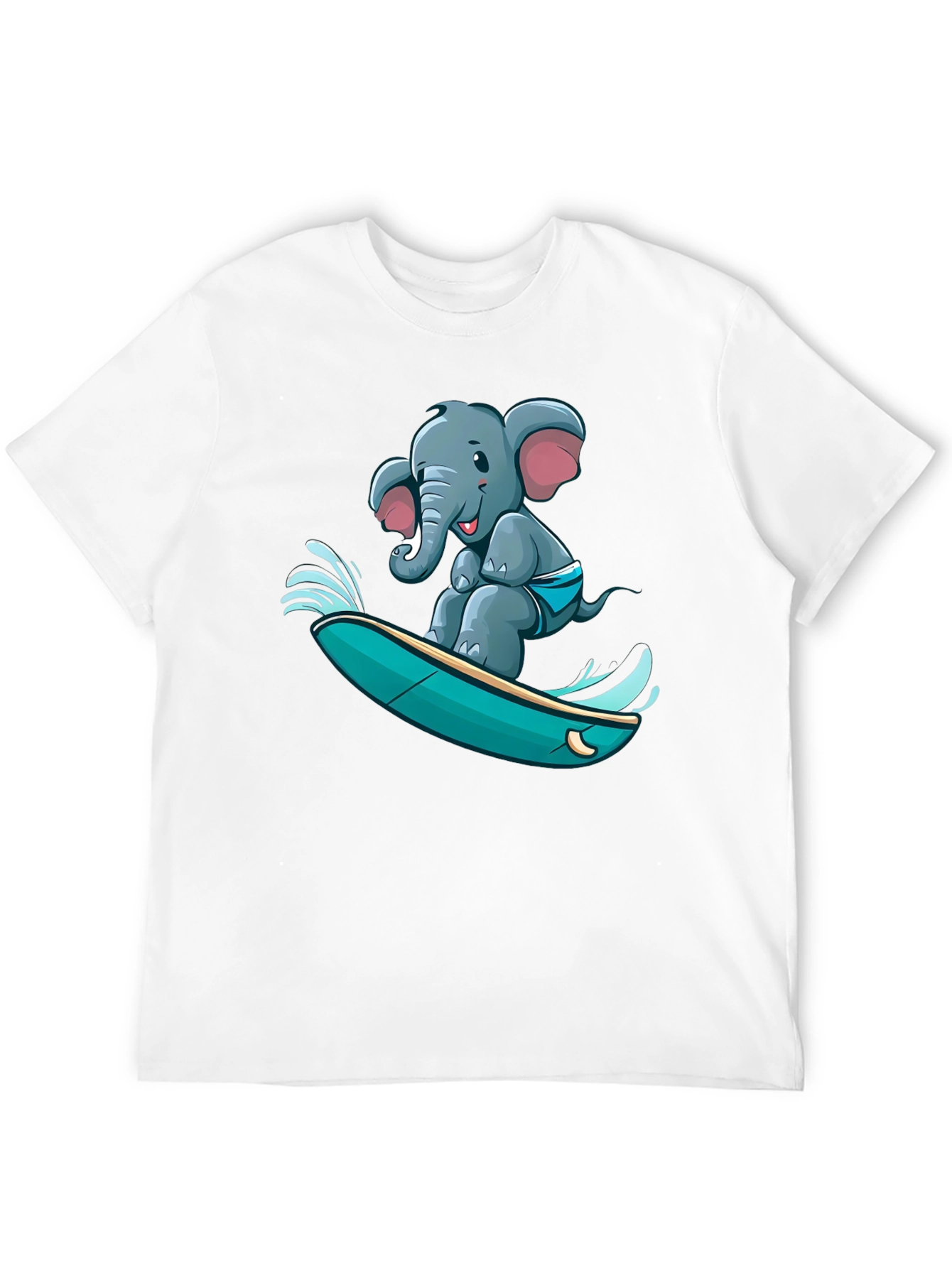 Black Surfing Elephant T-Shirt - Unique Cartoon Design view 12