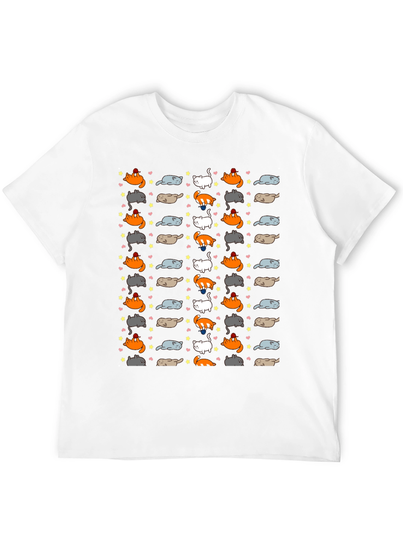 Black Cat Pattern Black T-Shirt view 12