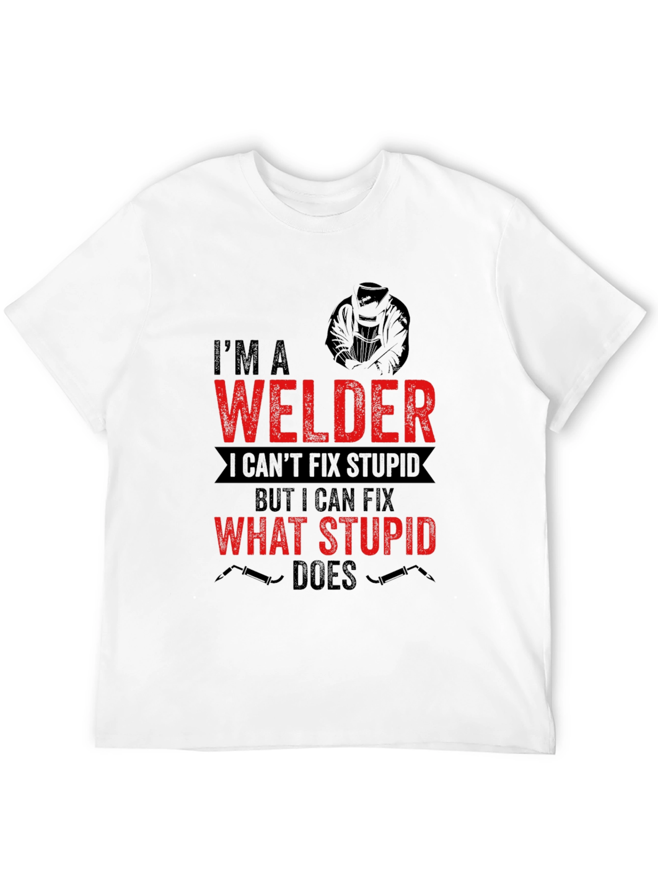 Black Welder T-Shirt: I Can Fix What Stupid Does - Black view 12