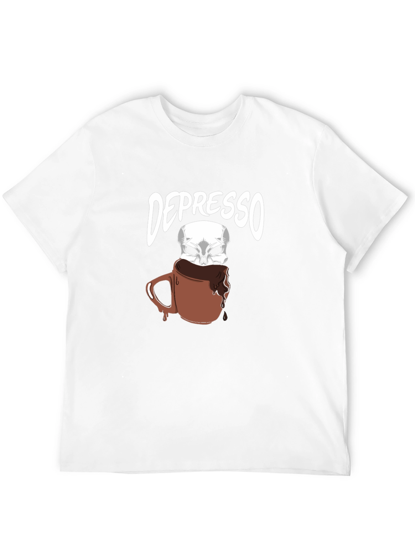 Black Depresso T-Shirt - Funny Skull Coffee Design view 12