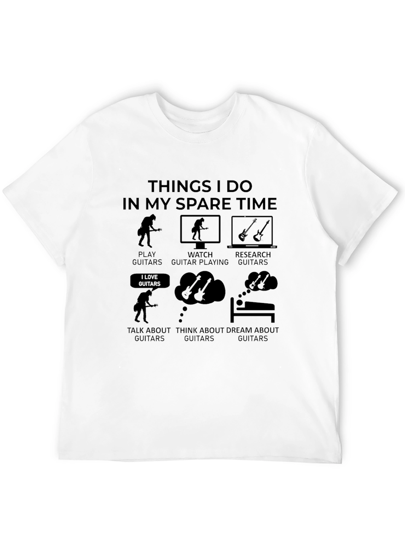 Black Guitar Lover T-Shirt: Spare Time Hobbies Tee view 12