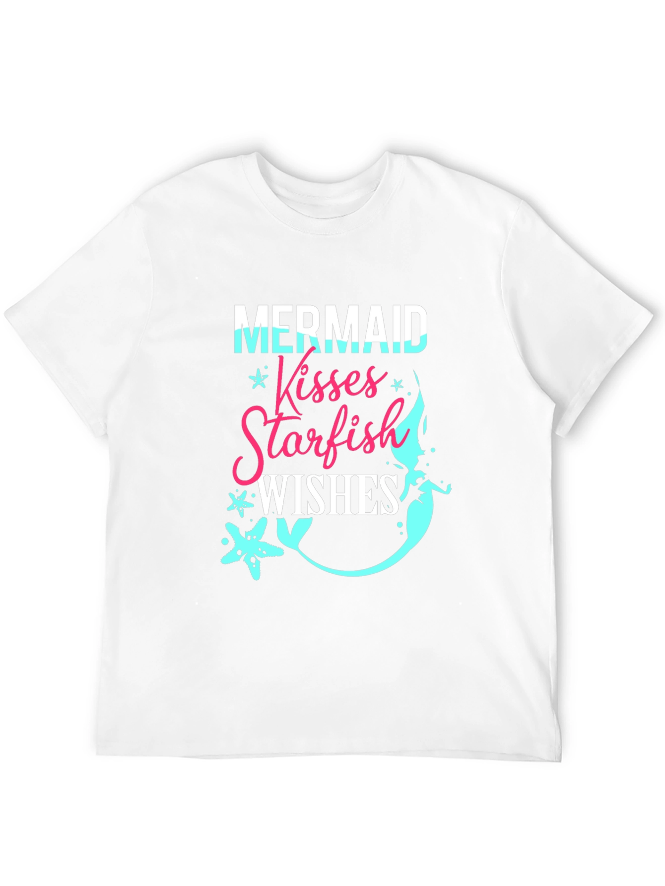 Black Mermaid Kisses Starfish Wishes Graphic T-Shirt view 12