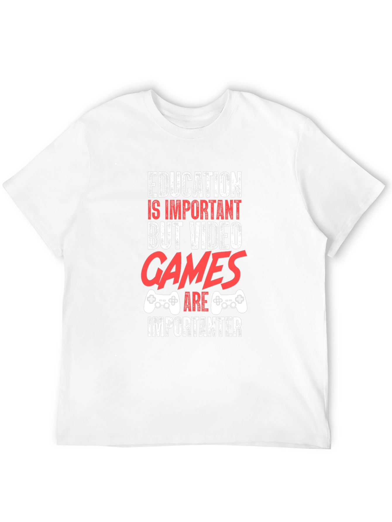 Black Funny Gamer T-Shirt - Education vs. Video Games view 12