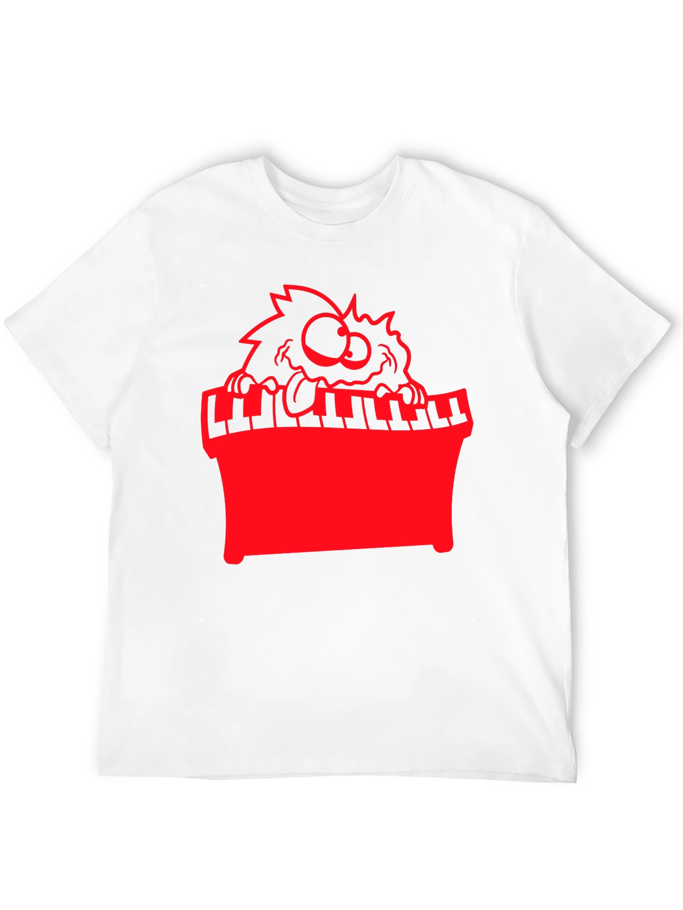 Black Funny Monster Playing Piano Graphic Tee view 12