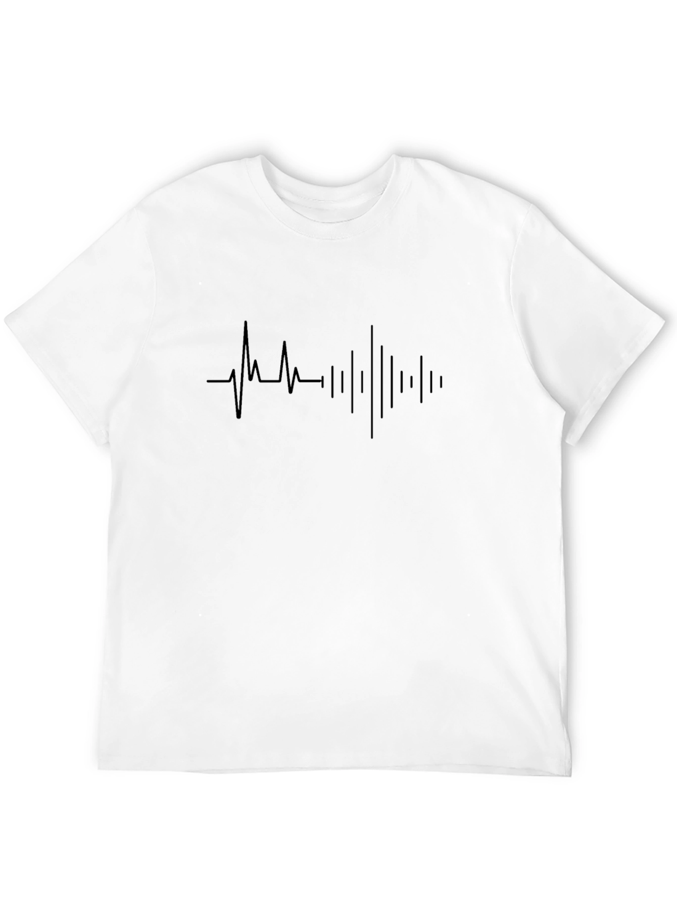 Black Heartbeat Soundwave Graphic Tee - Black Cotton Blend view 12