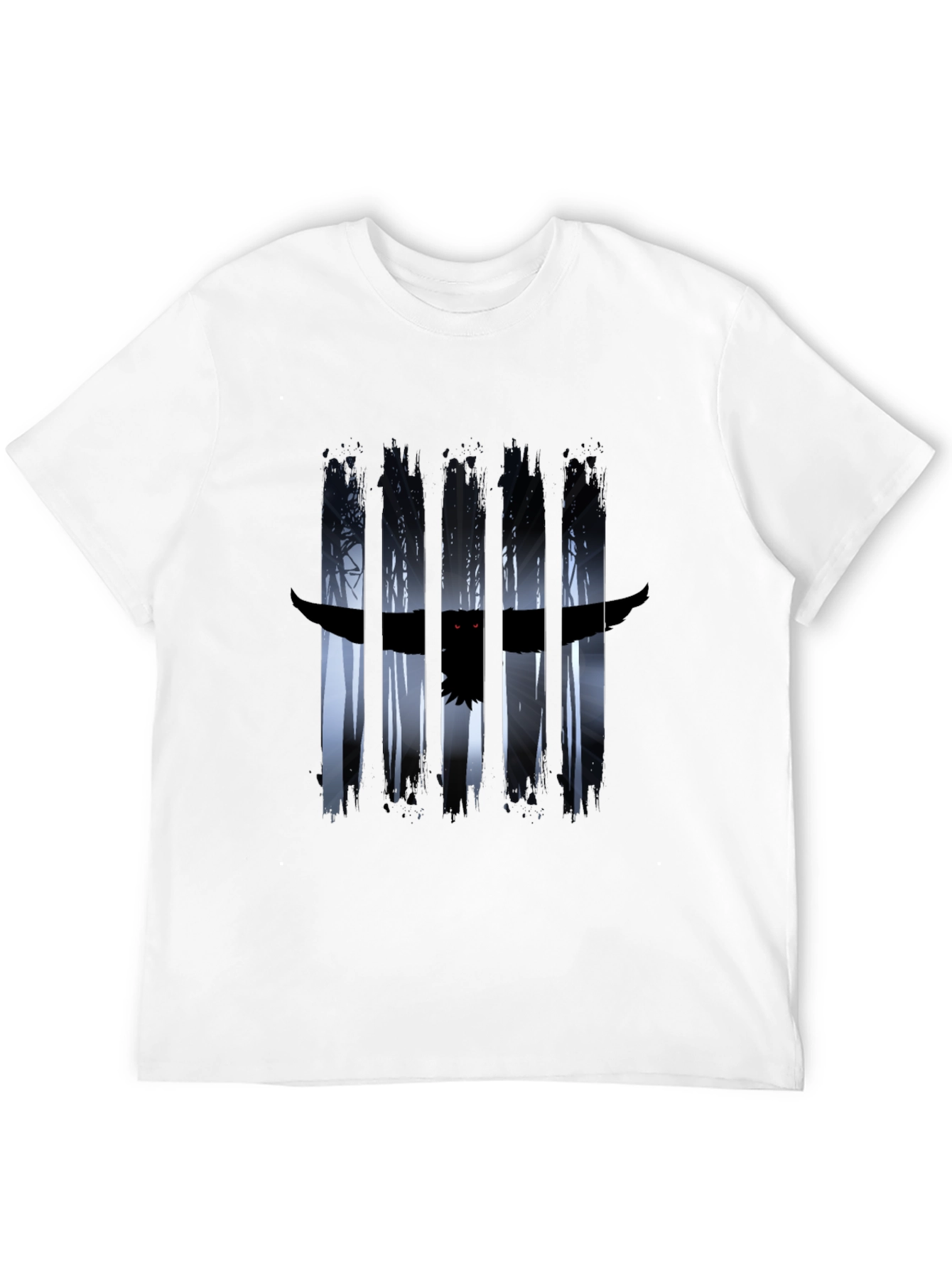 Black Owl Forest Graphic Black T-Shirt view 12