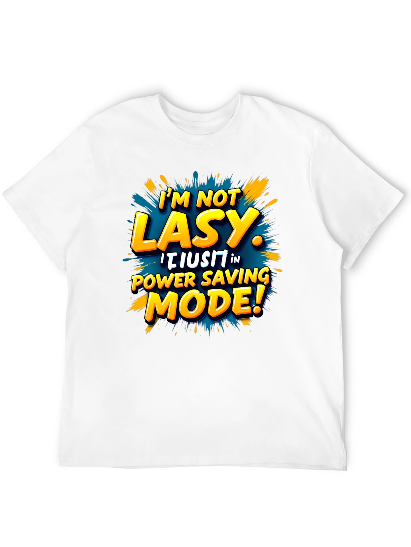 Black Funny Power Saving Mode T-Shirt - Novelty Lazy Joke Tee view 12