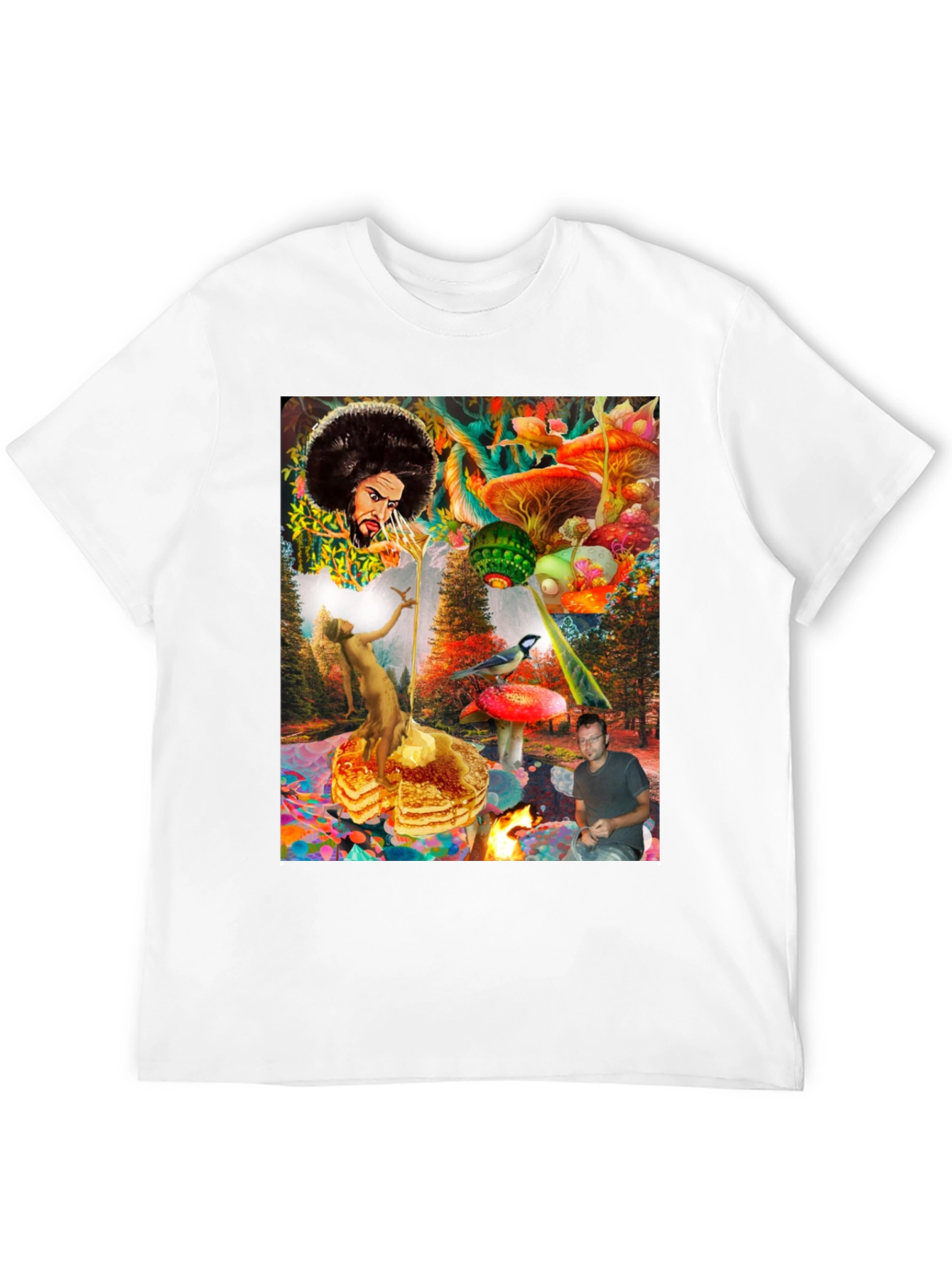 Black Psychedelic Fantasy Graphic Print T-Shirt view 12