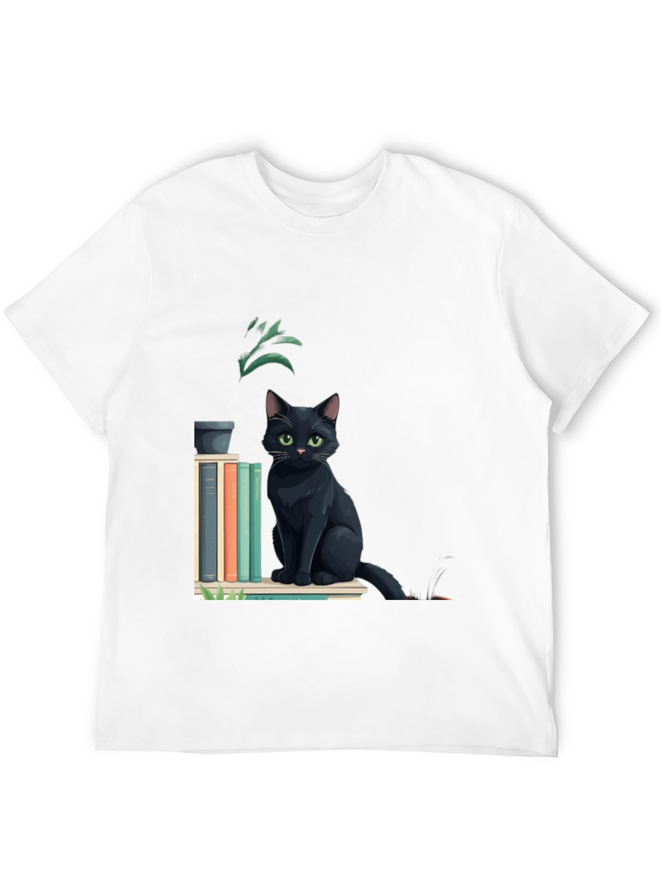 Black Black Cat Bookshelf T-Shirt - Stylish & Comfortable view 12