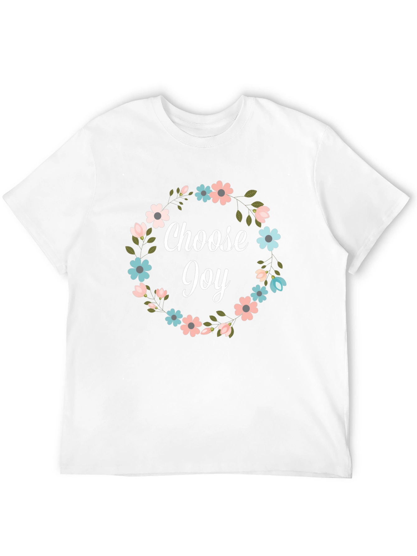 Black Choose Joy Floral Wreath Graphic T-Shirt view 12