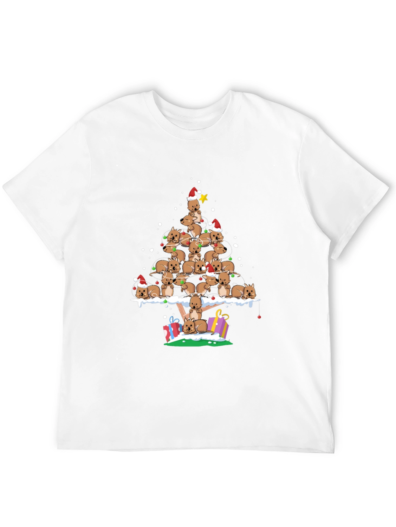 Black Wombat Christmas Tree T-Shirt - Festive Holiday Apparel view 12