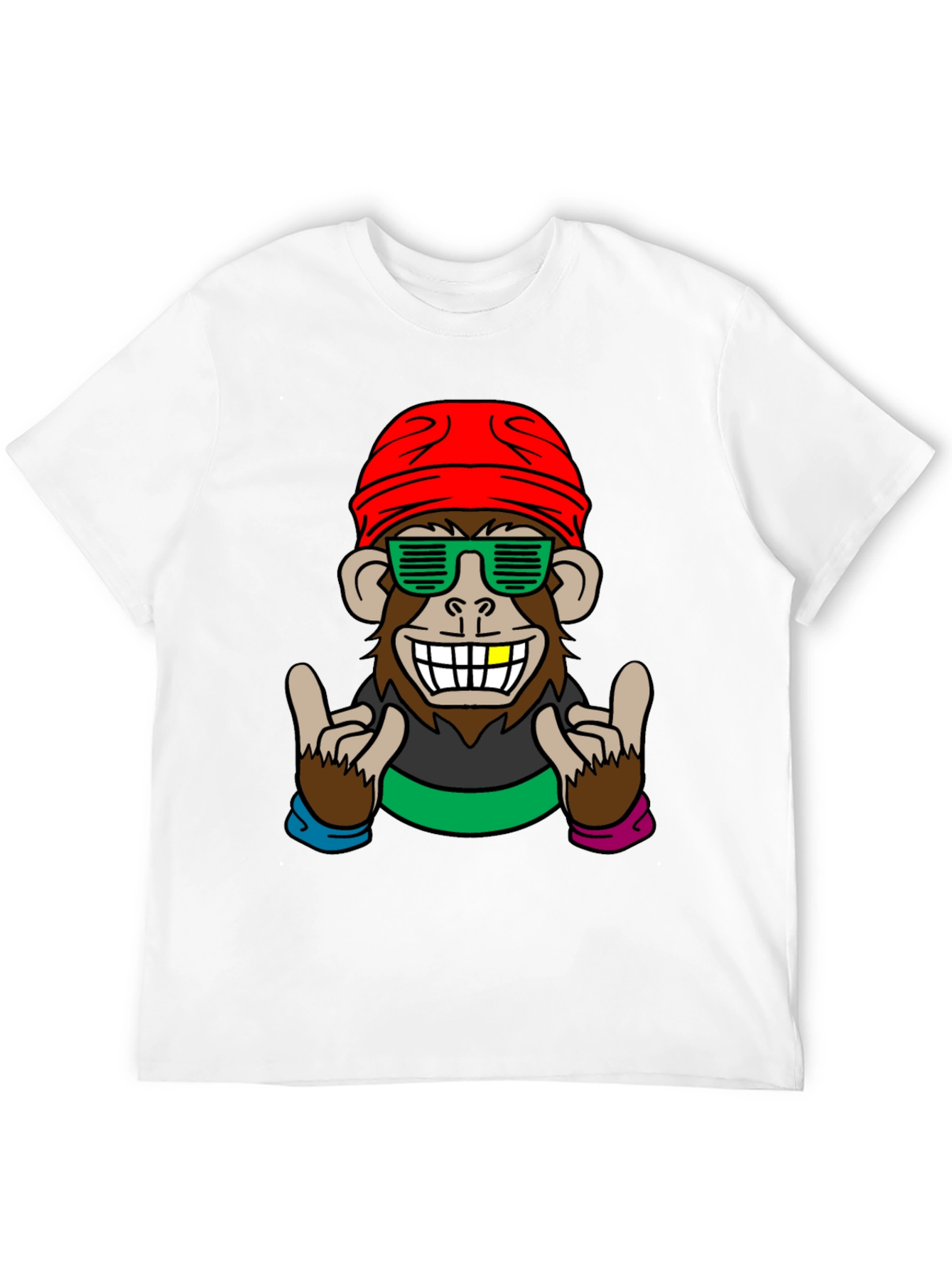Black Cool Monkey Graphic Tee - Fun Novelty Shirt view 12