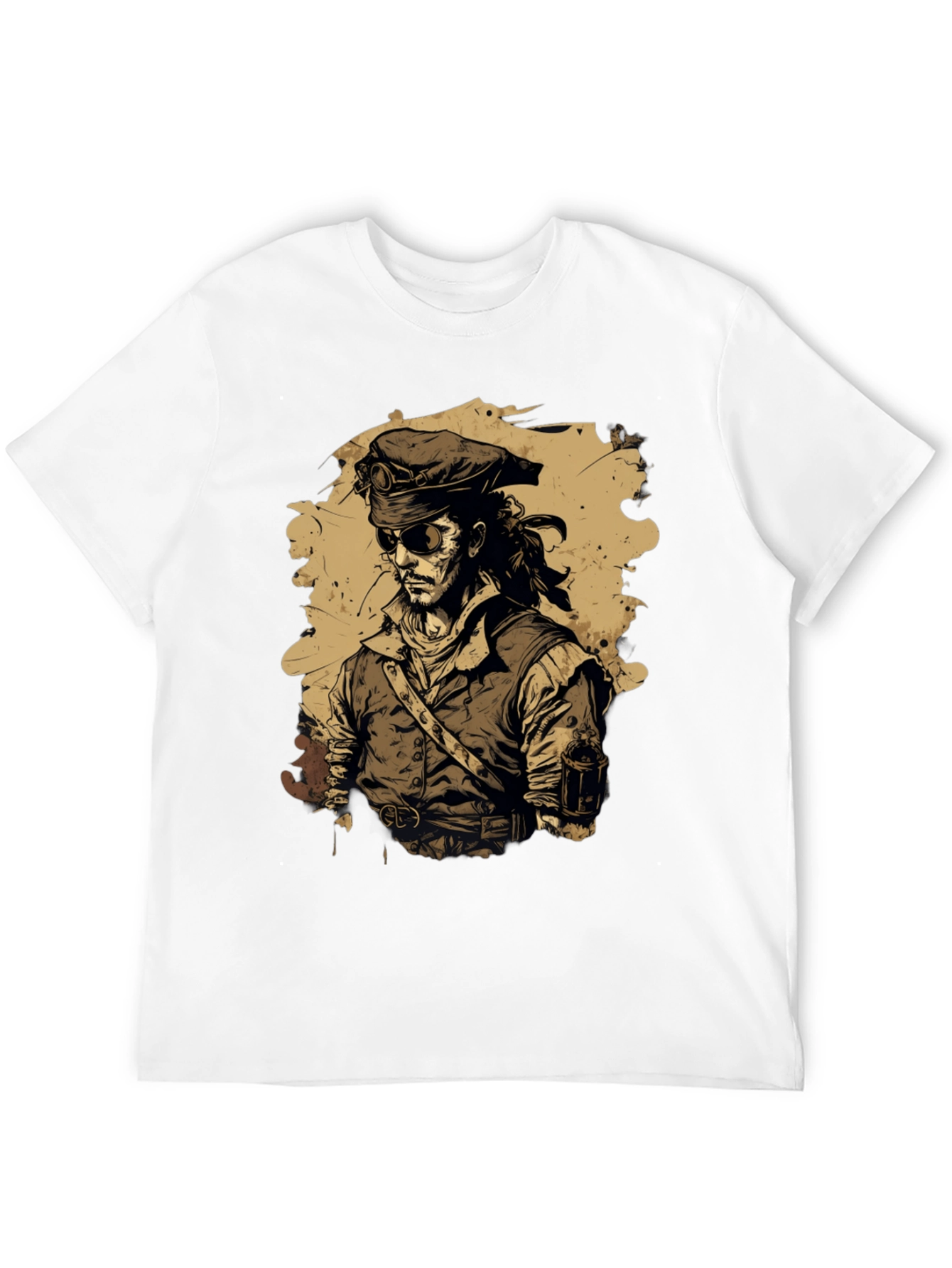 Black Steampunk Pirate Graphic T-Shirt view 12