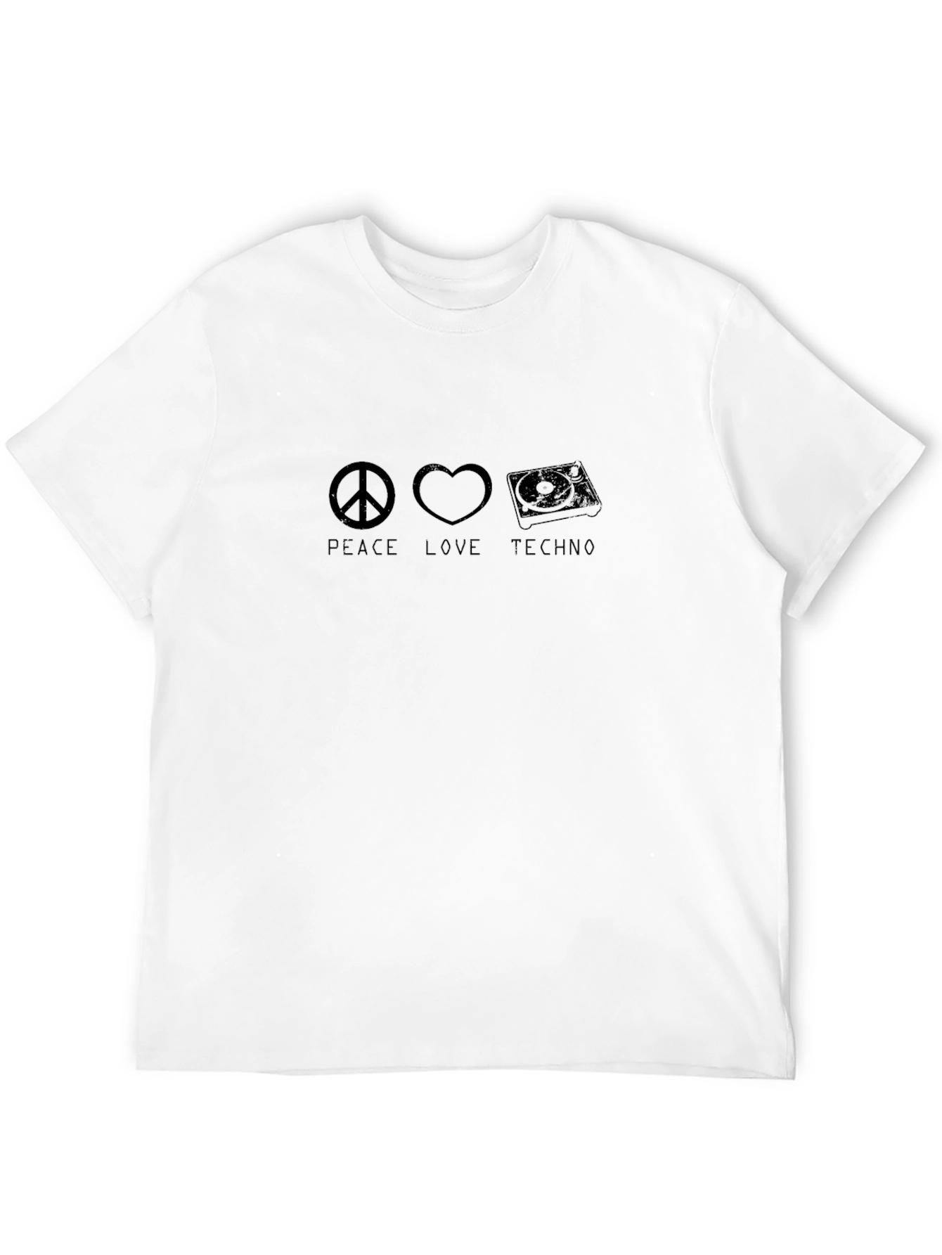 Black Peace Love Techno Black T-Shirt view 12