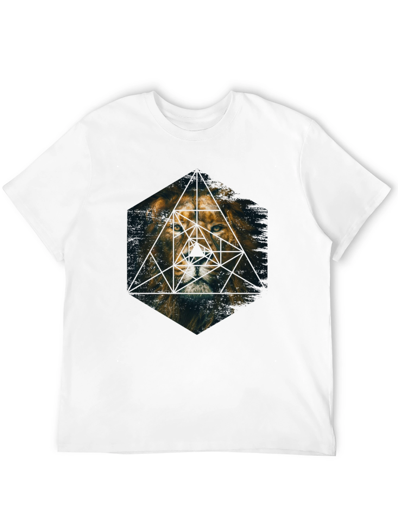Black Geometric Lion Graphic Print Tee - Premium Men's T-Shirt view 12