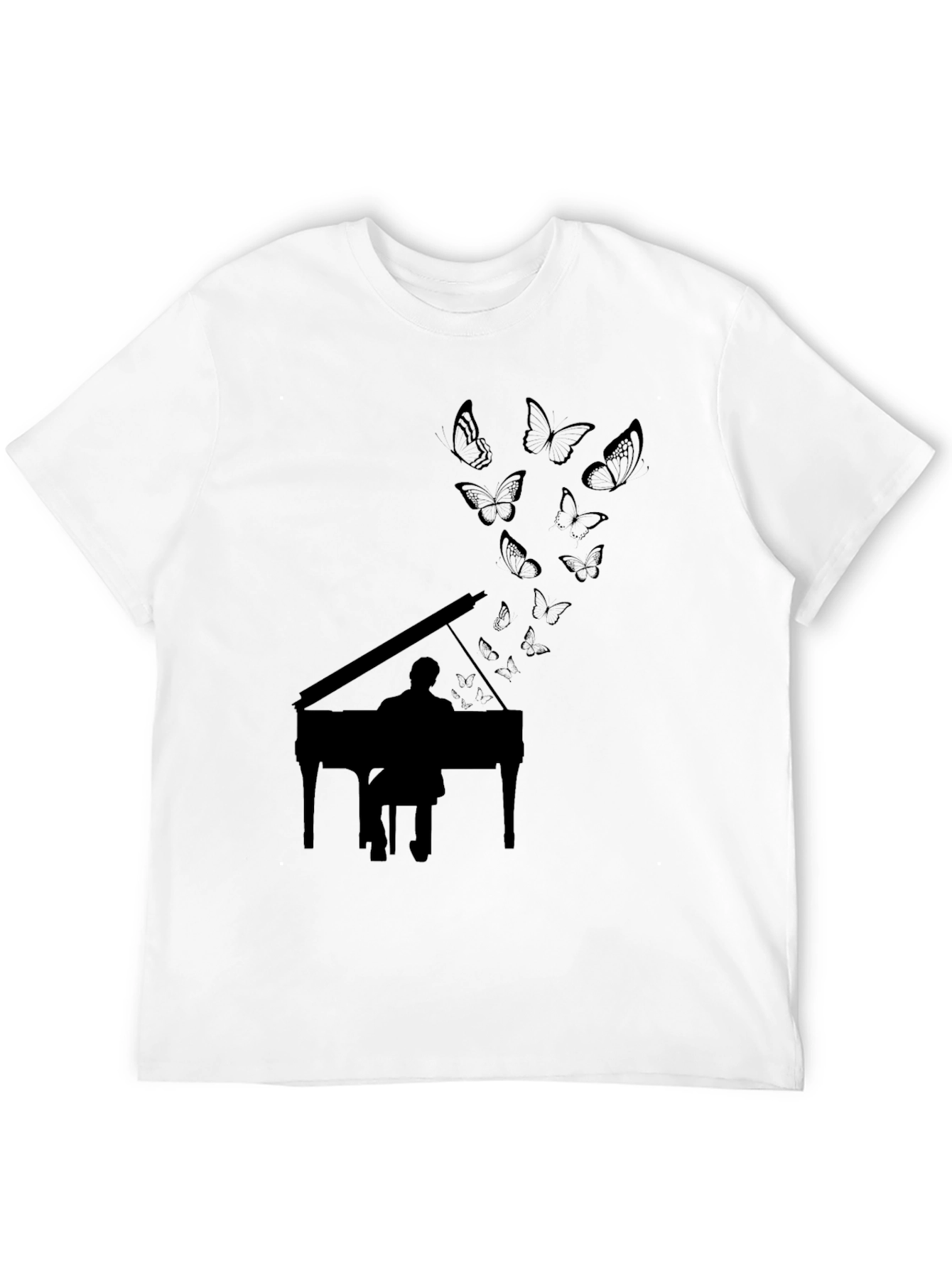 Black Piano Butterfly Black T-Shirt view 12