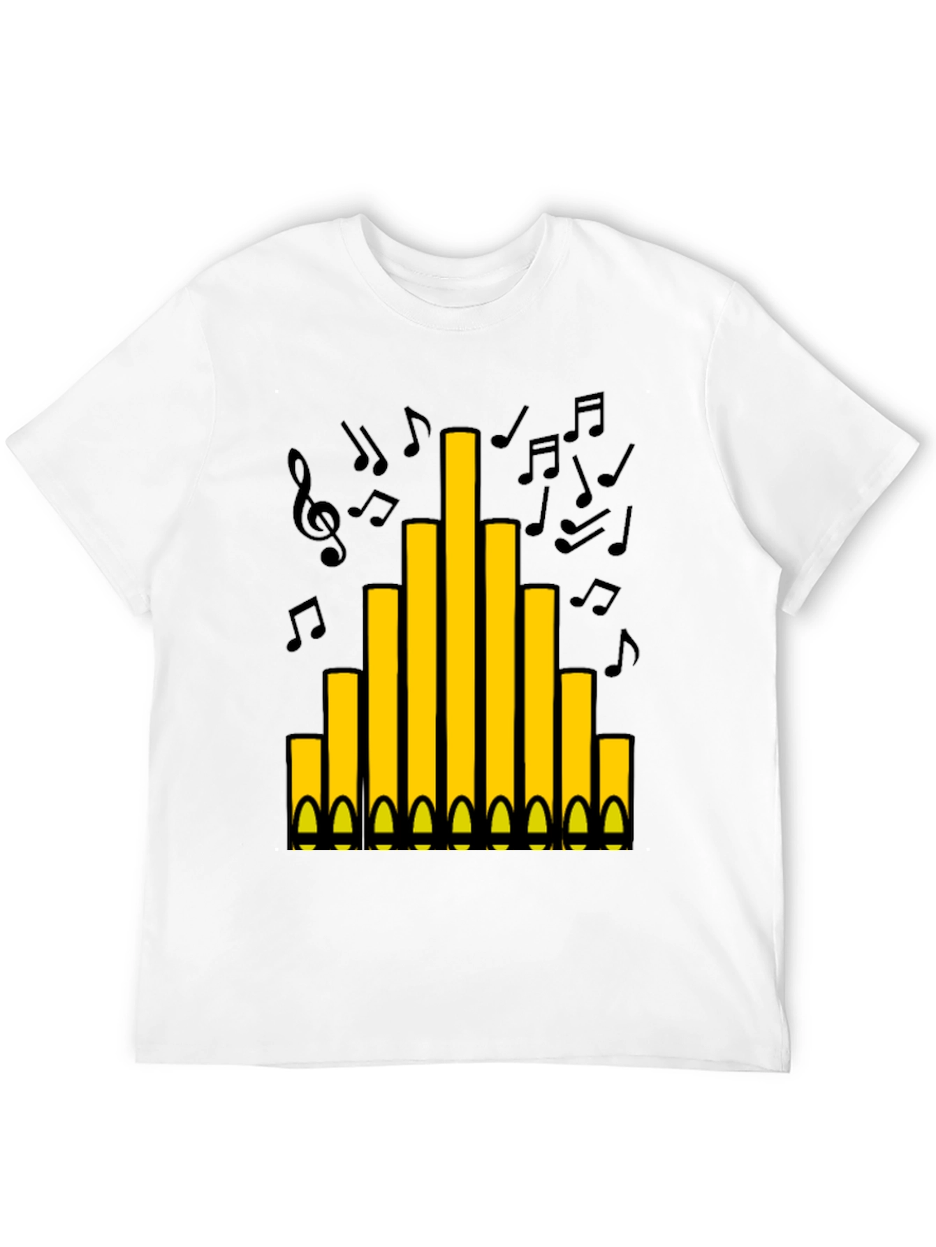 Black Organ Pipe Music Notes Graphic T-Shirt view 12