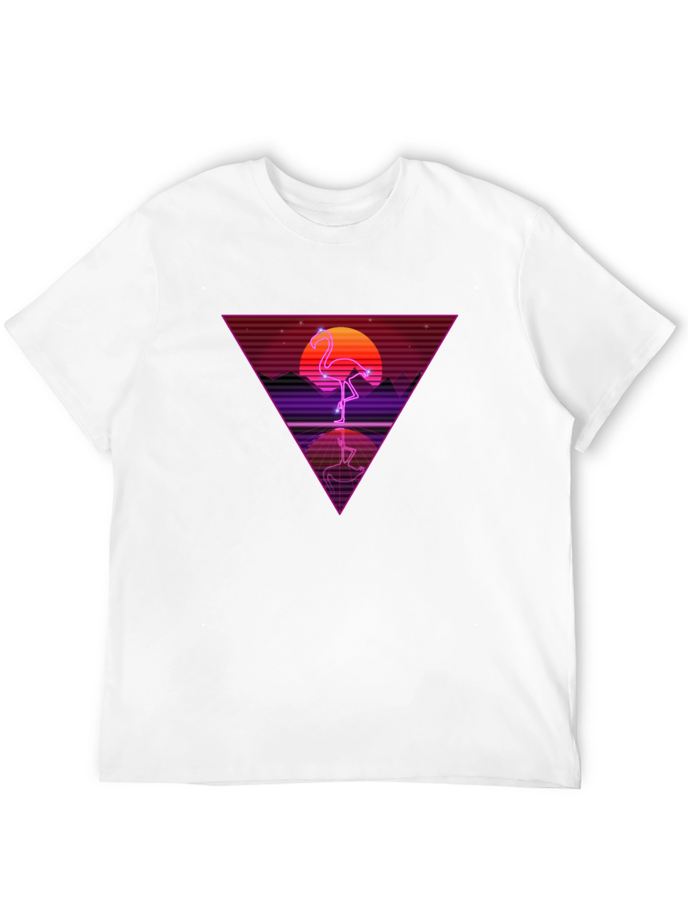 Black Retro Flamingo Triangle Graphic Tee view 12