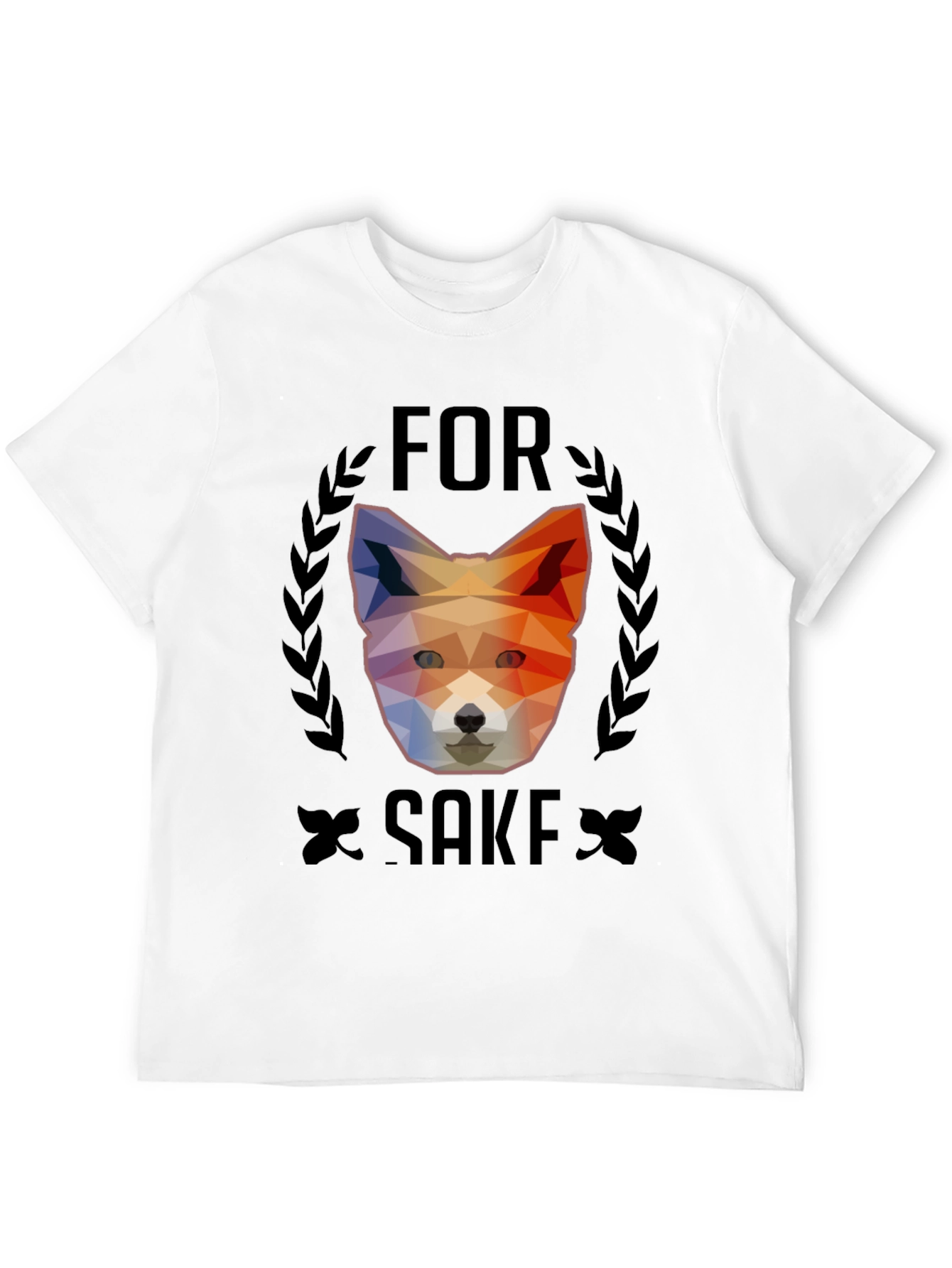 Black Geometric Fox For Sake Graphic Tee - Soft Cotton Blend view 12