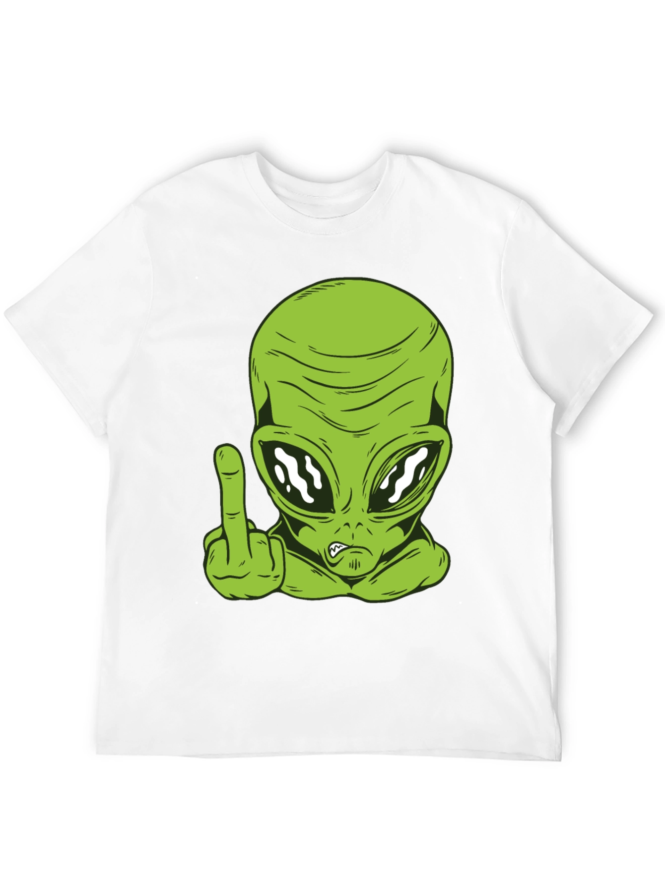 Black Alien Middle Finger Graphic T-Shirt - Black view 12
