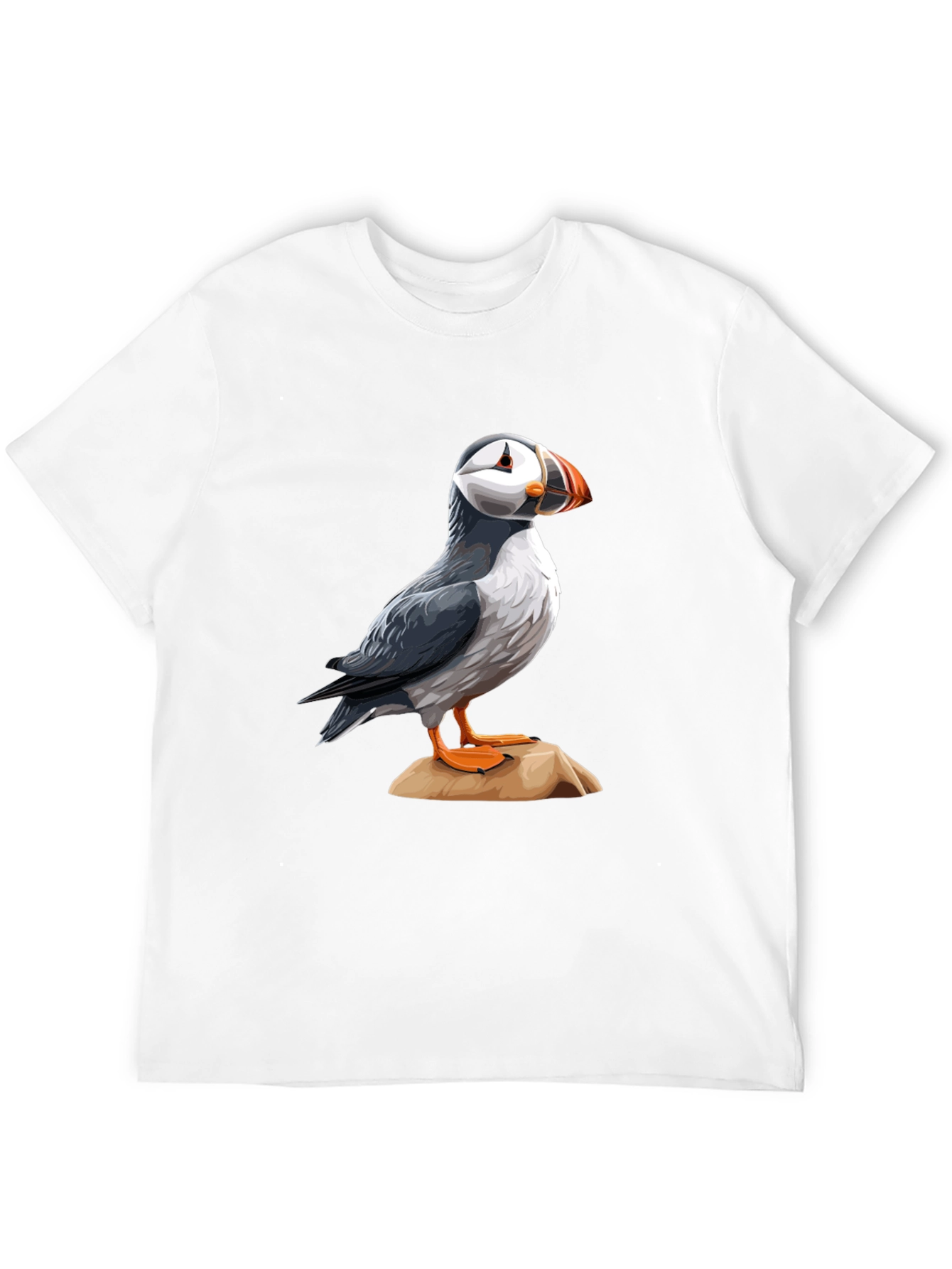 Black Puffin Bird Graphic T-Shirt - Black Casual Tee view 12