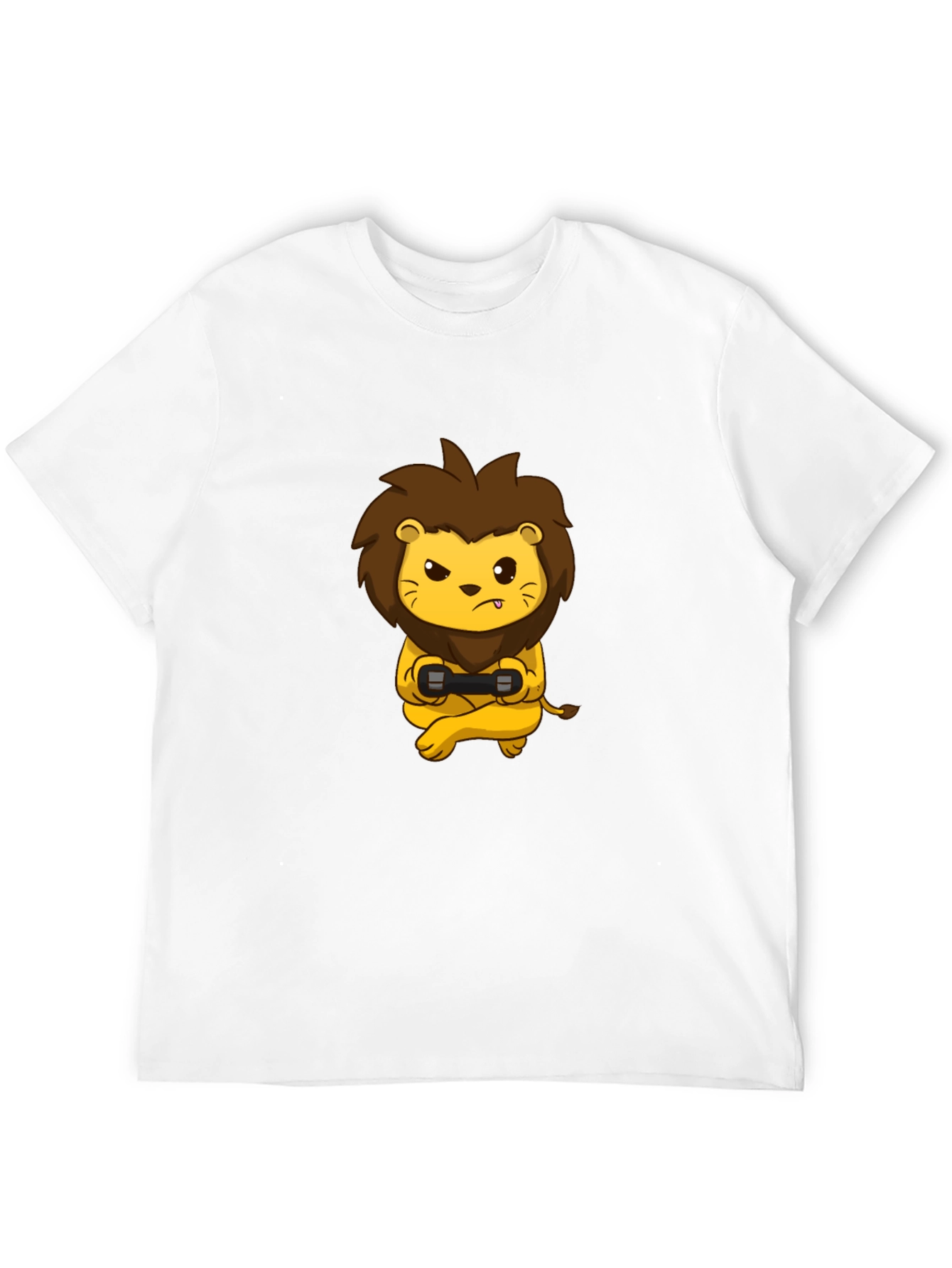 Black Gamer Lion Graphic T-Shirt - Black Cotton Tee view 12