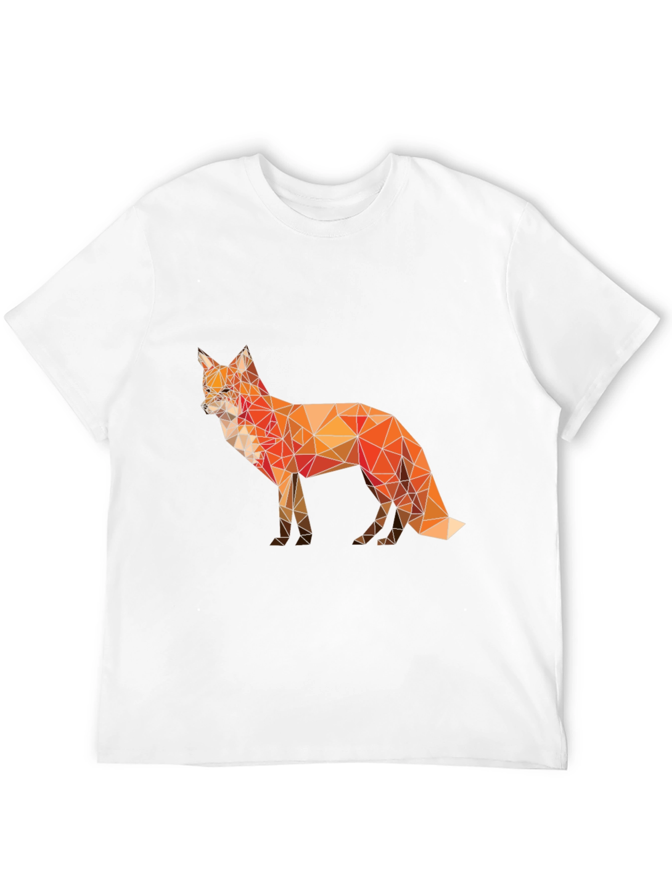 Black Geometric Fox Graphic T-Shirt - Modern Poly Art Tee view 12