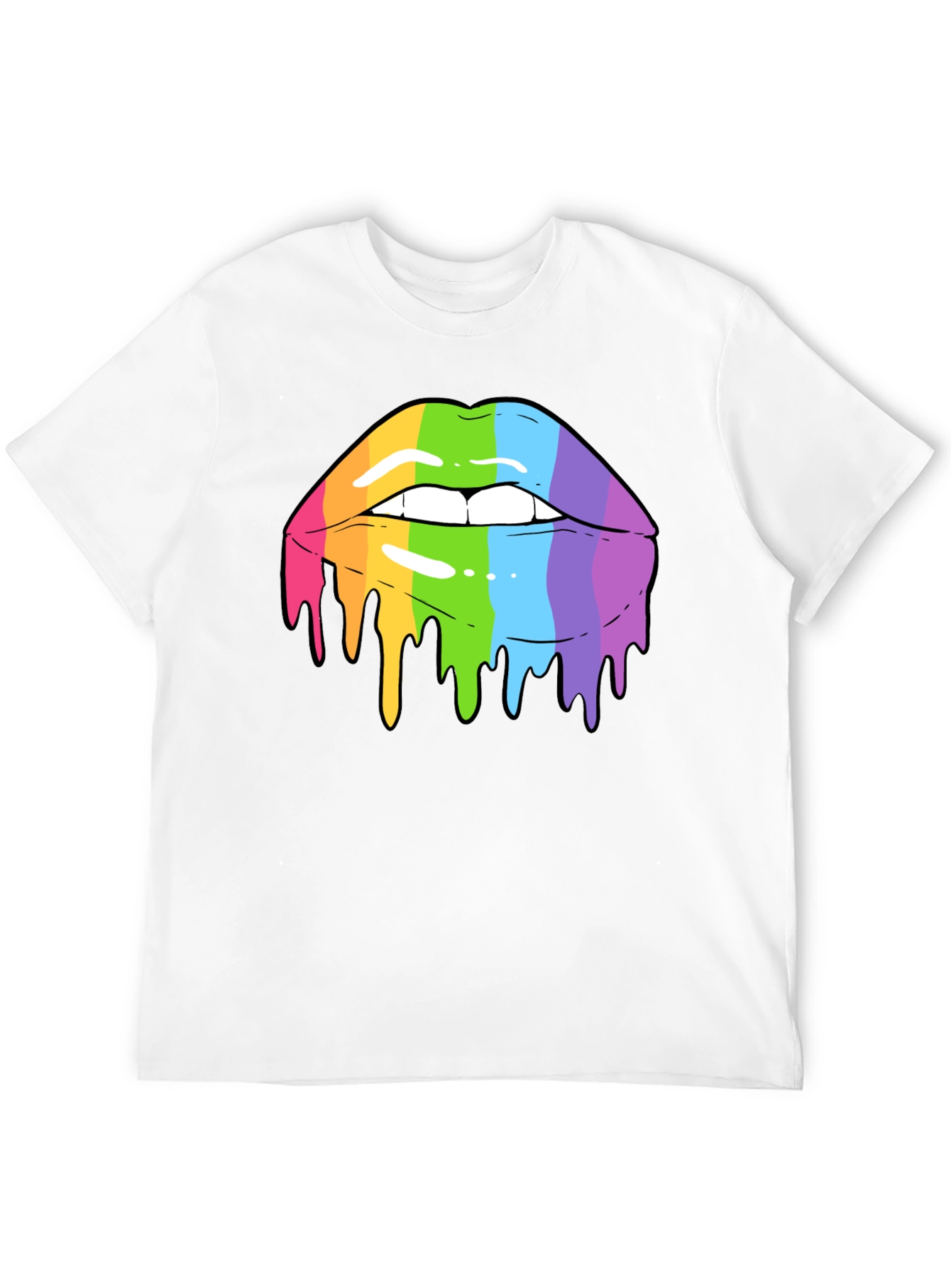 Black Rainbow Lips Graphic T-Shirt view 12