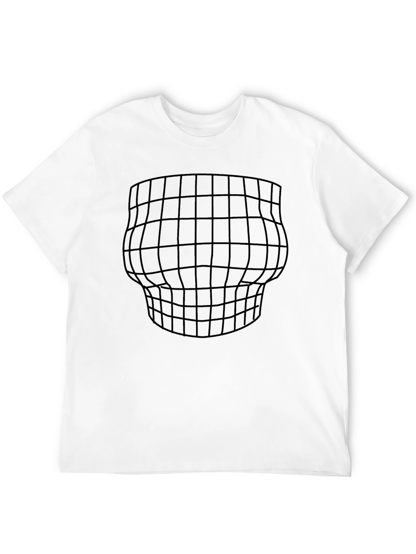 Black Optical Illusion Grid Tee - Funny Distorted Body Black T-Shirt view 12
