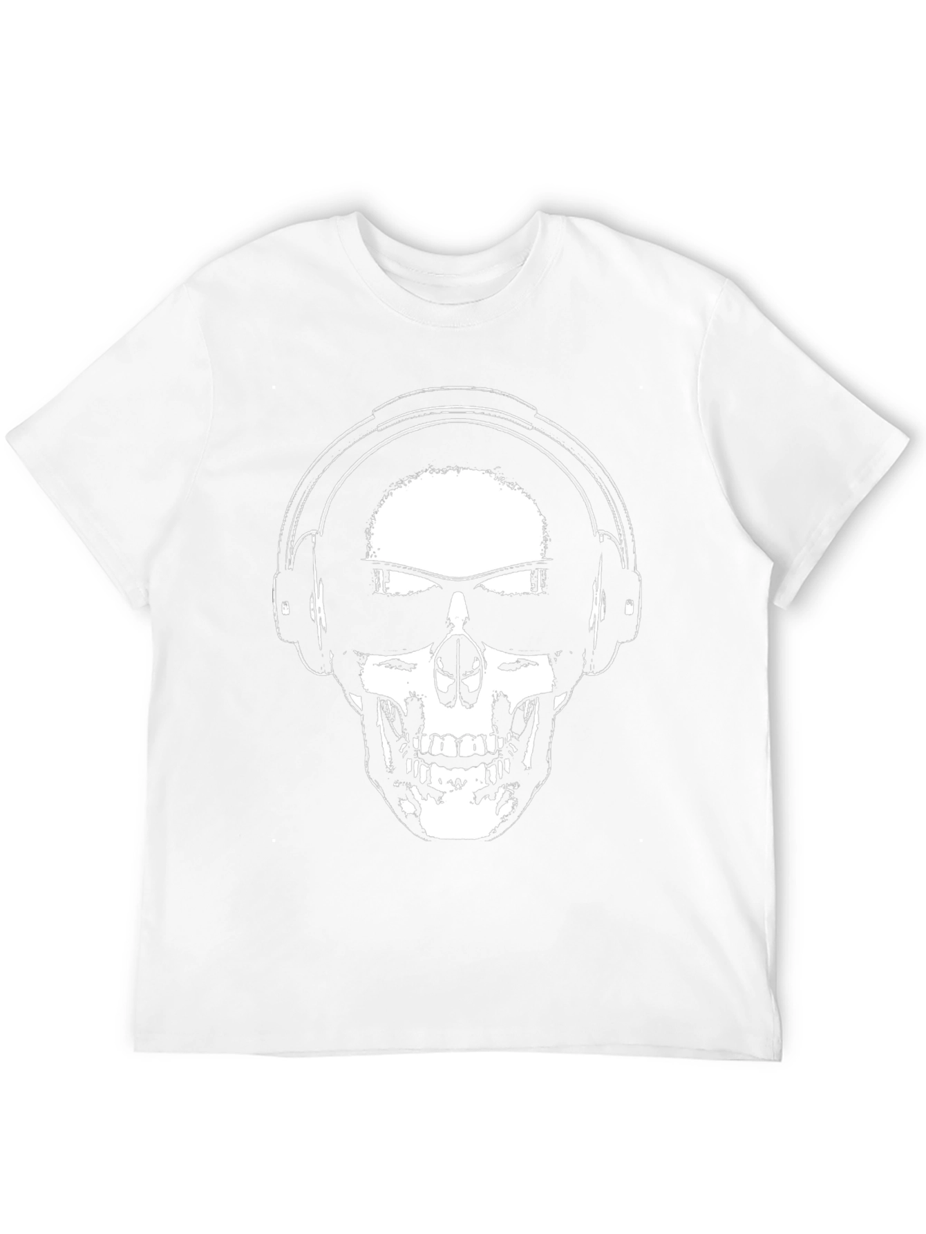 Black Skull Headphones Graphic Tee - Black Cotton Blend view 12
