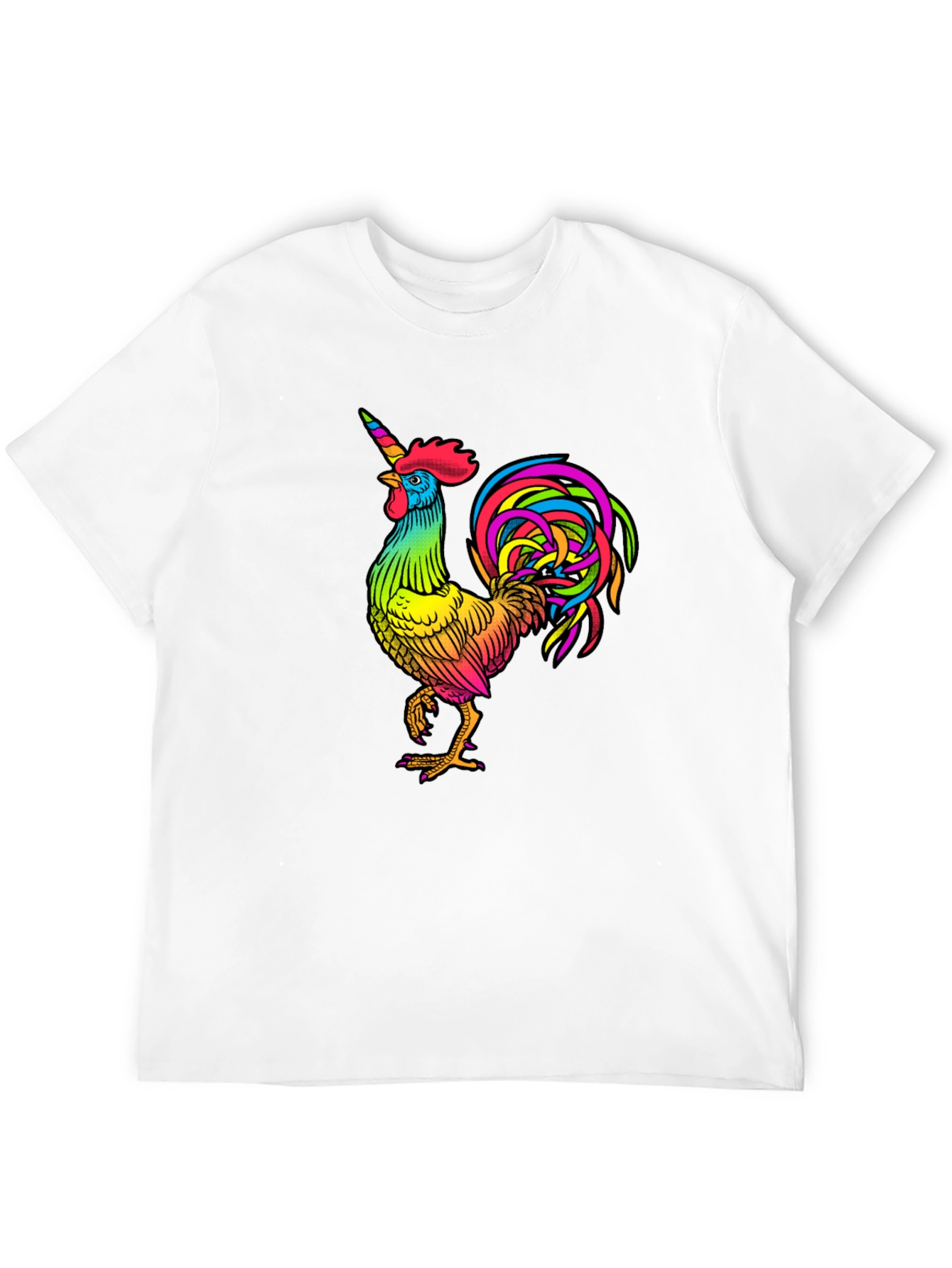 Black Rainbow Unicorn Rooster Graphic Tee view 12