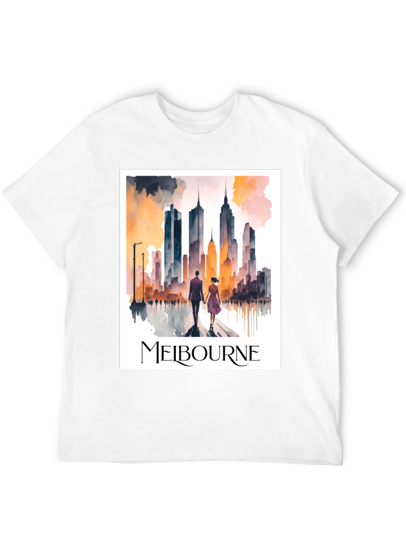 Melbourne Skyline Watercolor Graphic Tee - 12