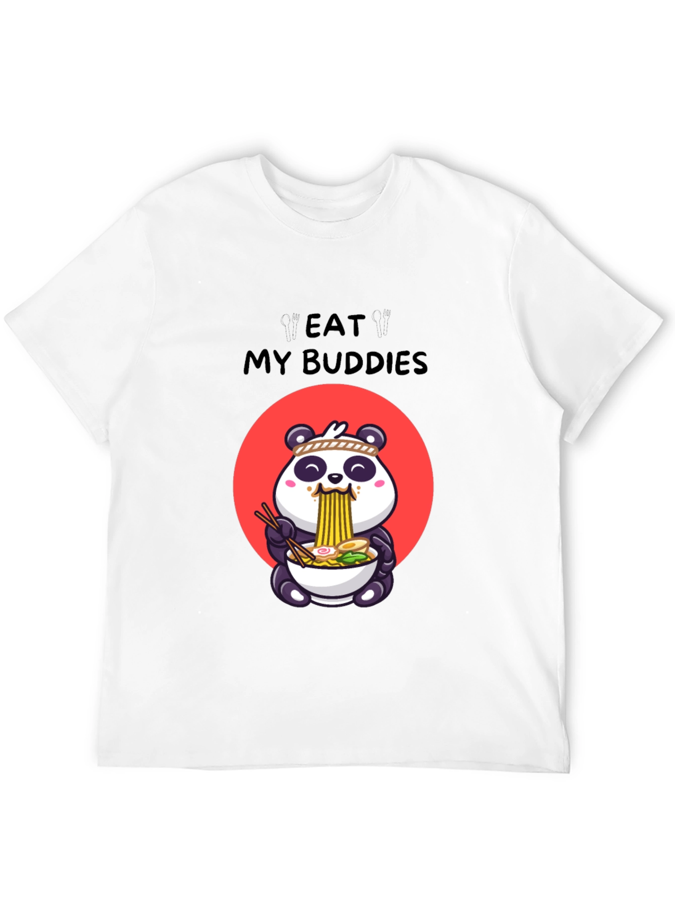 Black Eat My Buddies Panda Ramen T-Shirt view 12