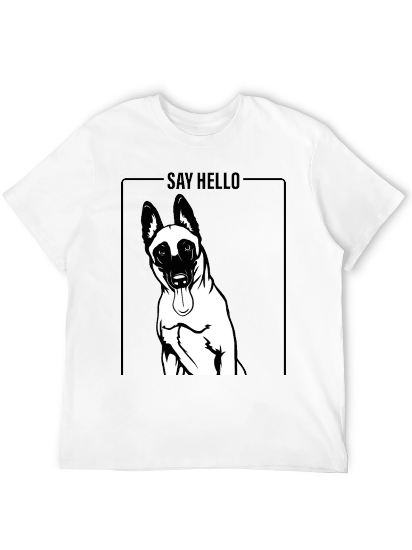 Dog Graphic Tee - Say Hello, Black Cotton T-Shirt - 12