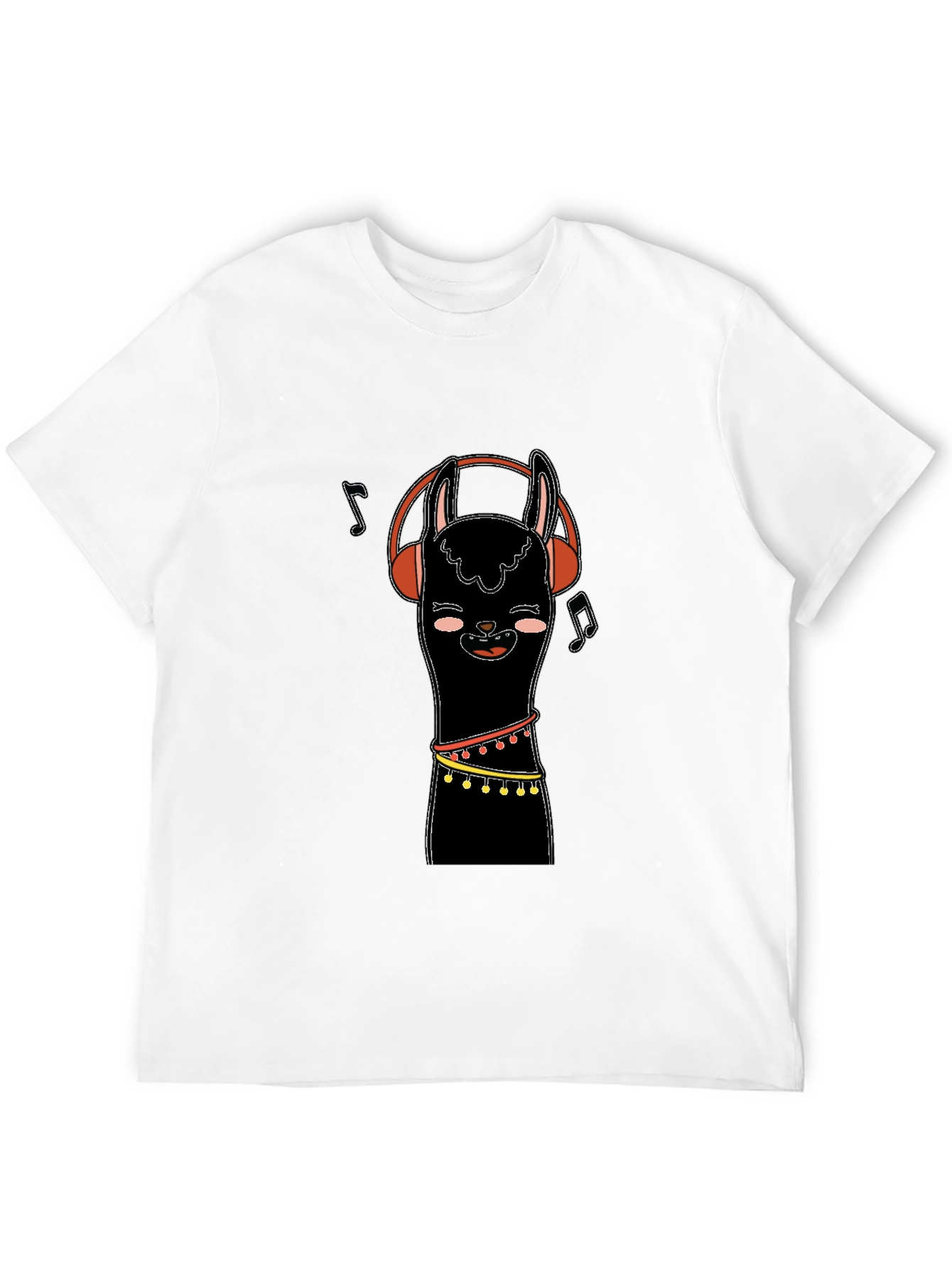 Black Llama Headphones Black Graphic Tee view 12