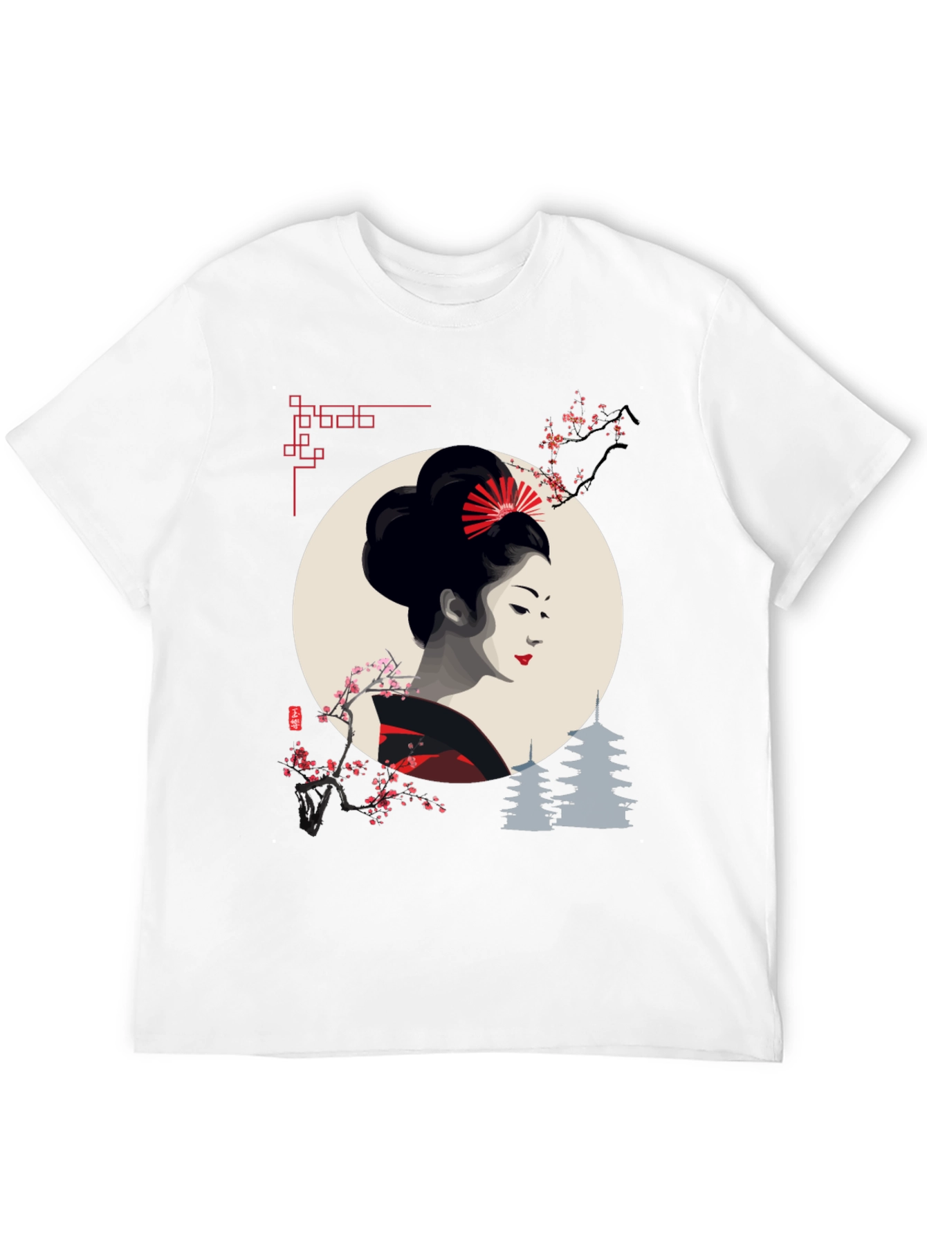 Black Geisha Graphic Print Black T-Shirt view 12