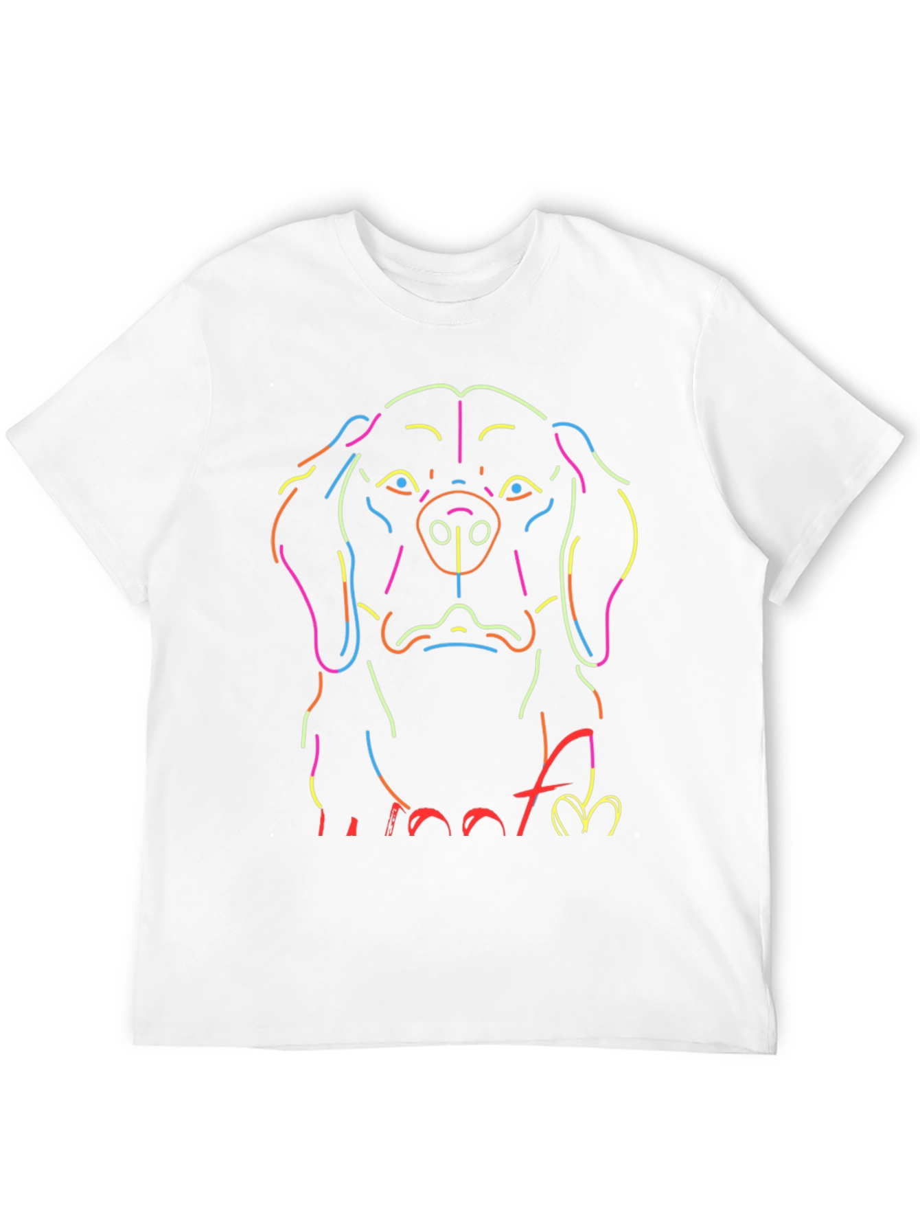 Neon Dog Outline Graphic T-Shirt - Black - 12