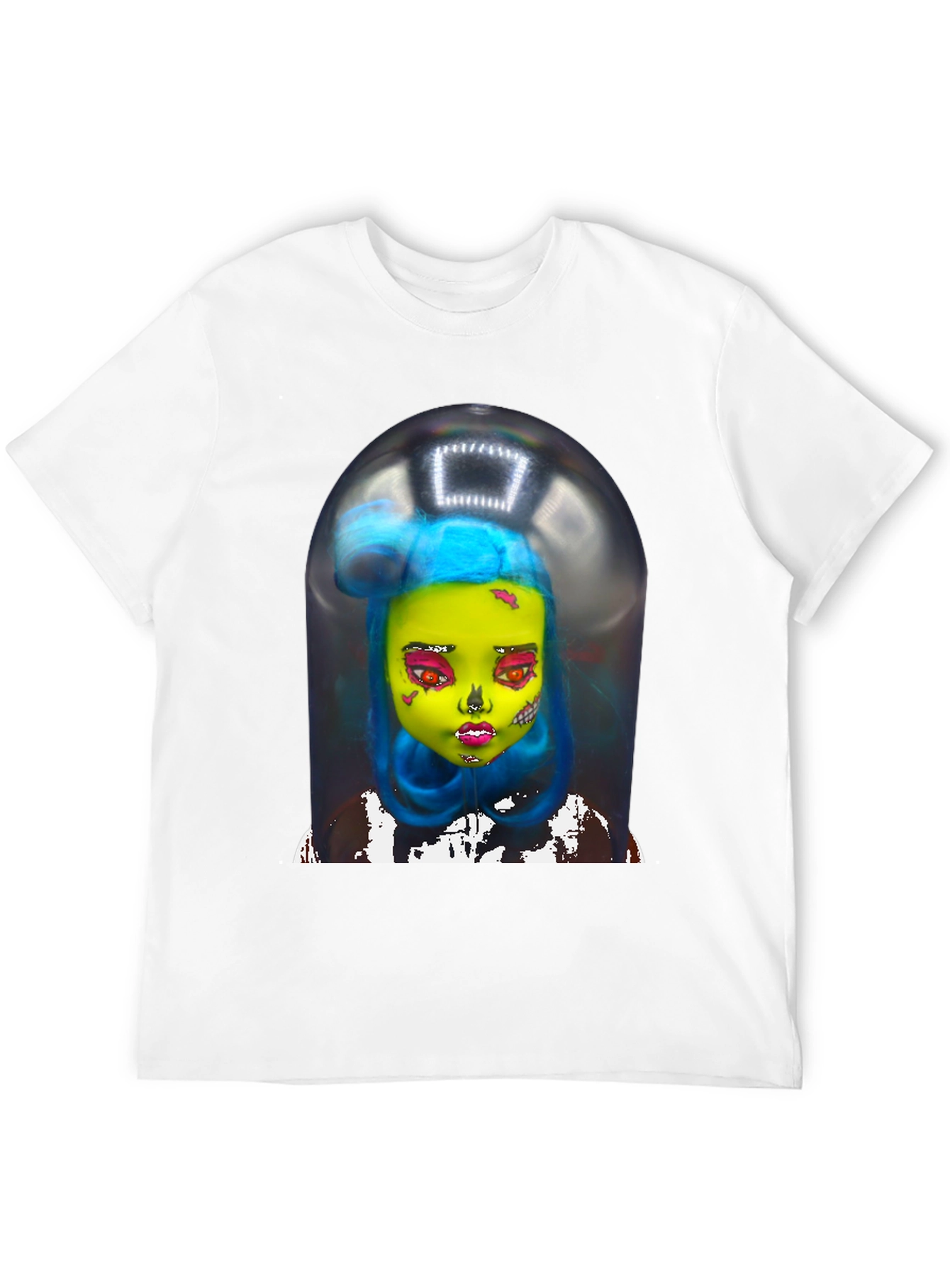 Black Surreal Doll Graphic Tee - Unique Art Shirt view 12