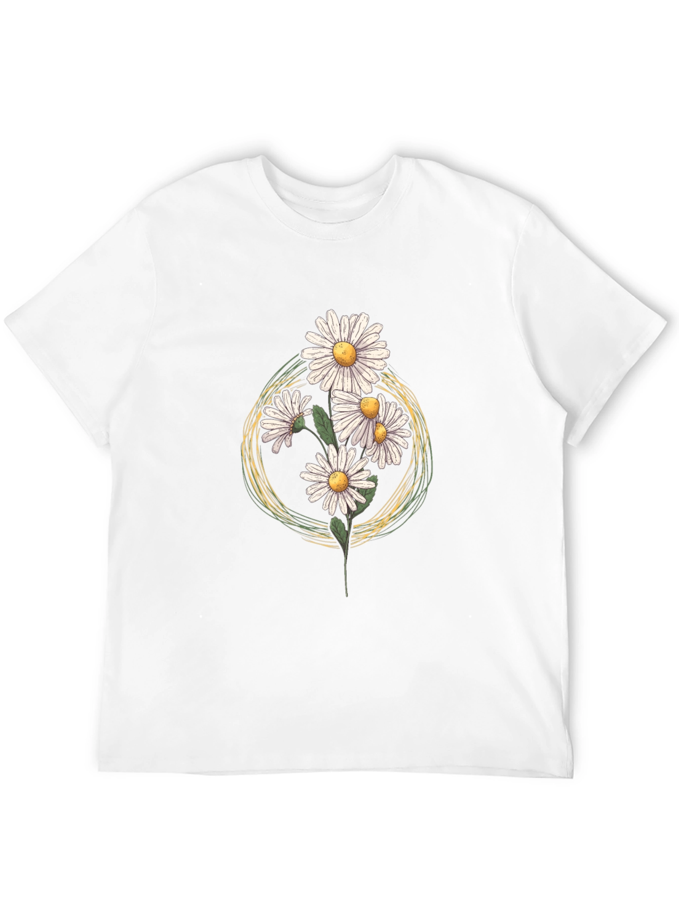 Black Daisy Graphic Print T-Shirt - Black Cotton Tee view 12