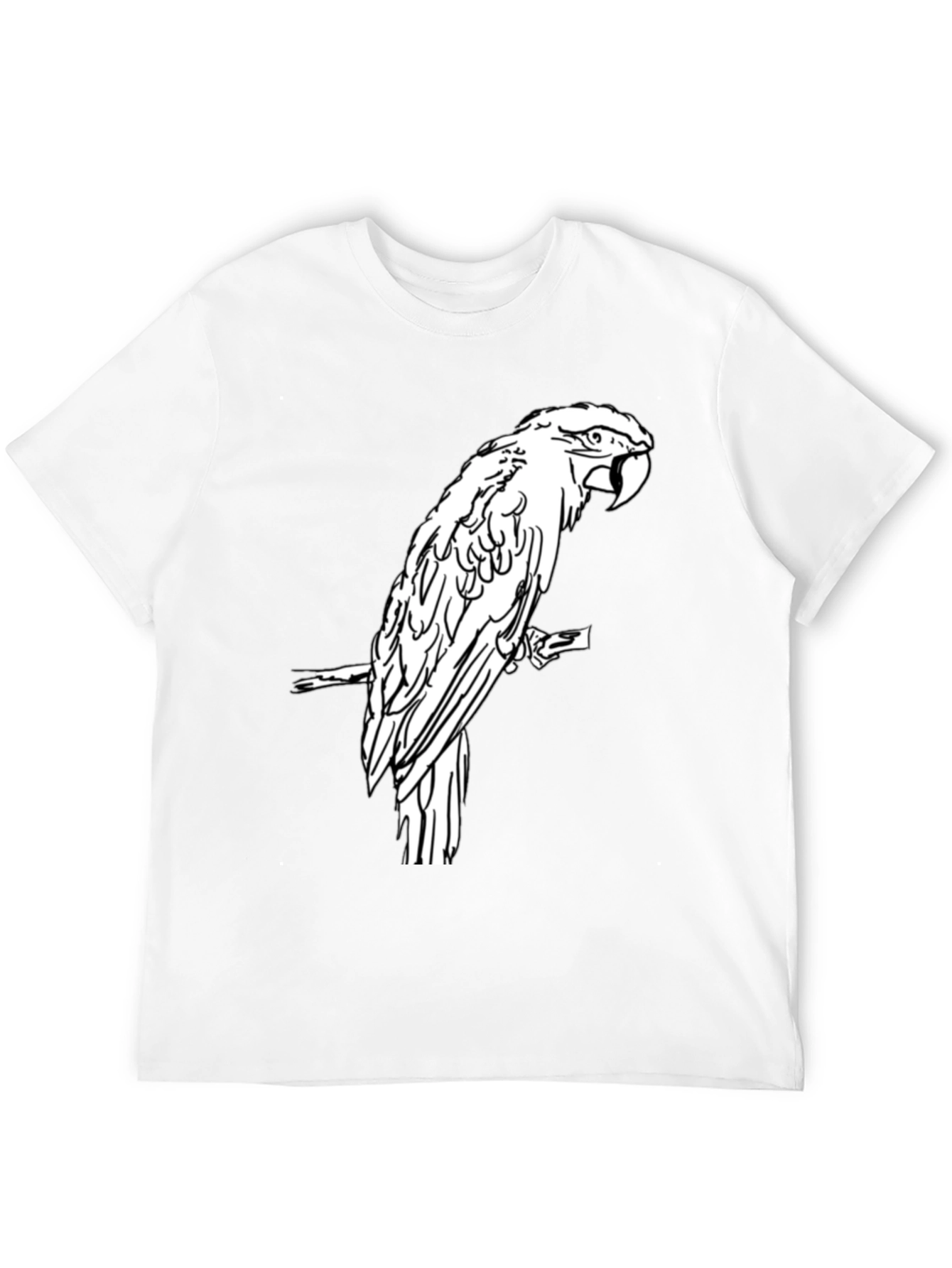 Black Black T-Shirt with White Parrot Graphic view 12