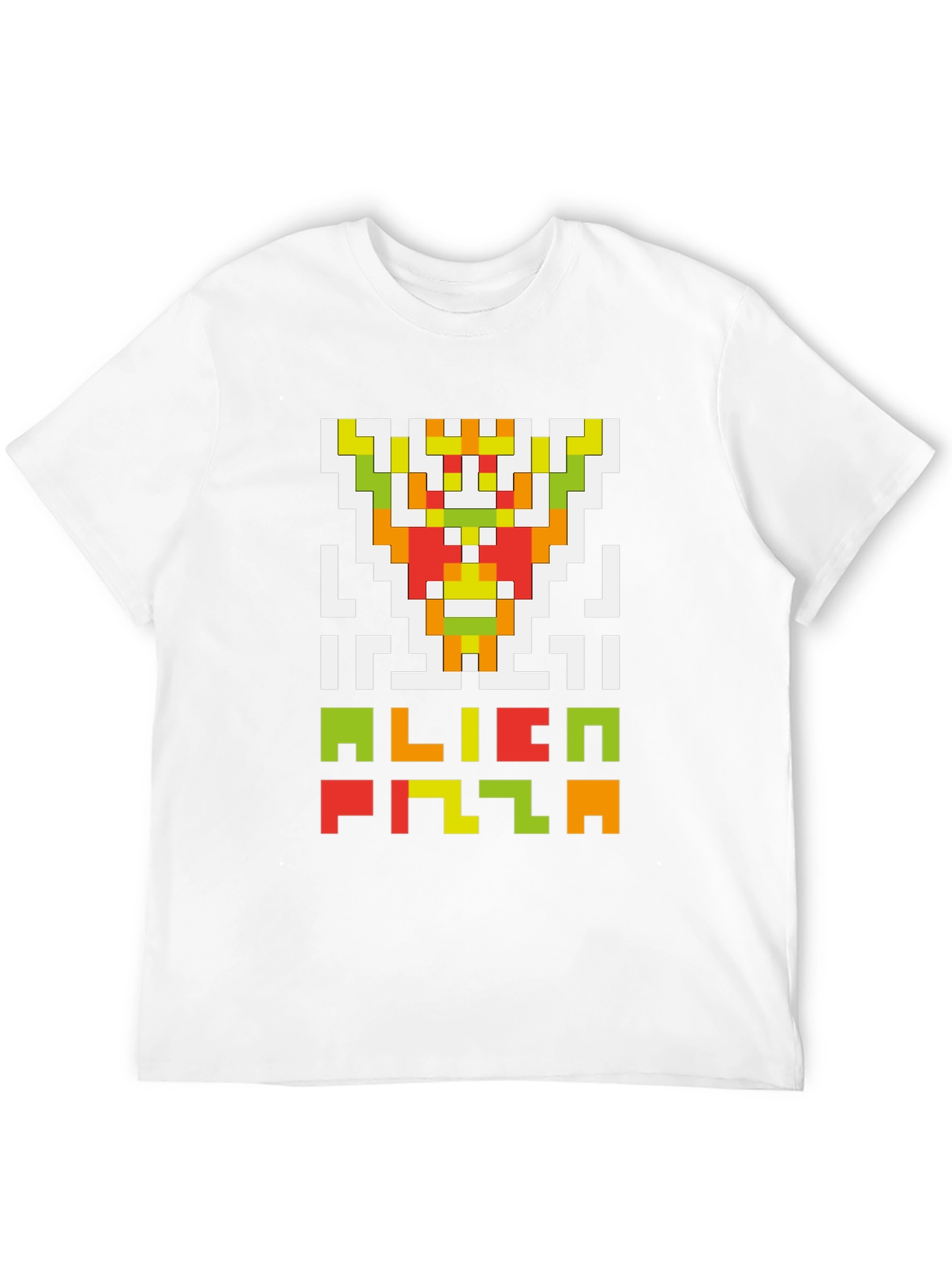 Black Alien Pizza Pixel Art Black T-Shirt view 12