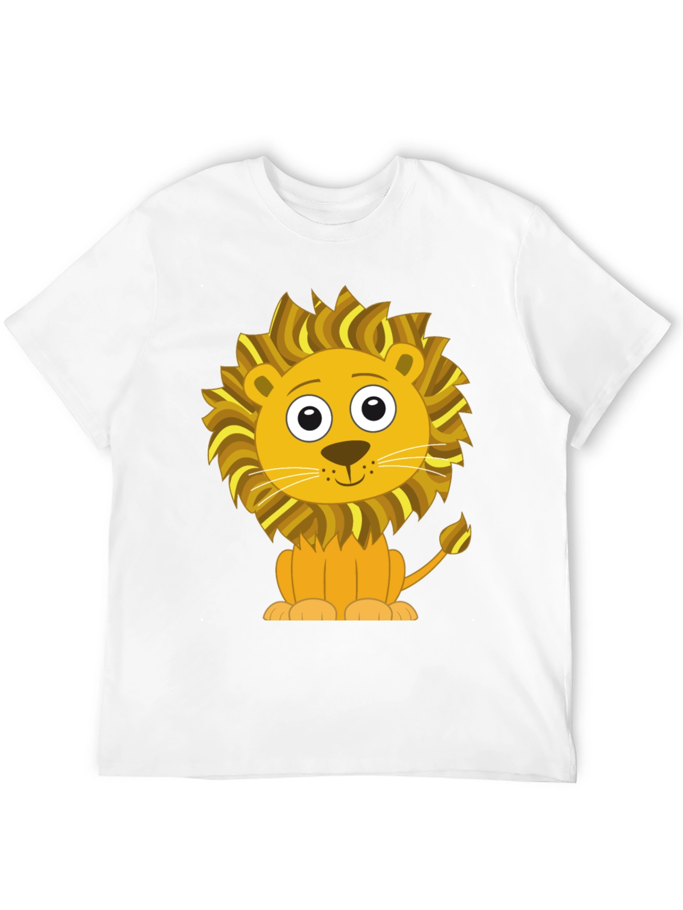 Black Cute Cartoon Lion Graphic T-Shirt - Black Cotton Tee view 12