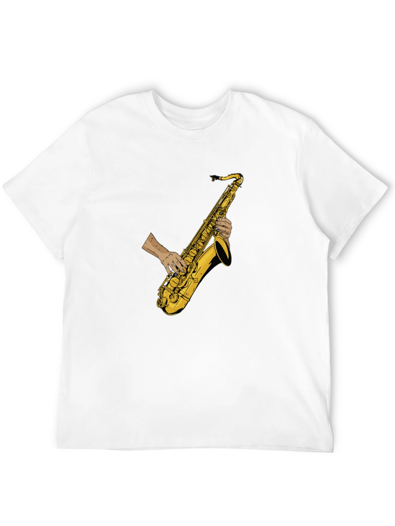 Black Saxophone Player Graphic Tee - Black Cotton T-Shirt view 12